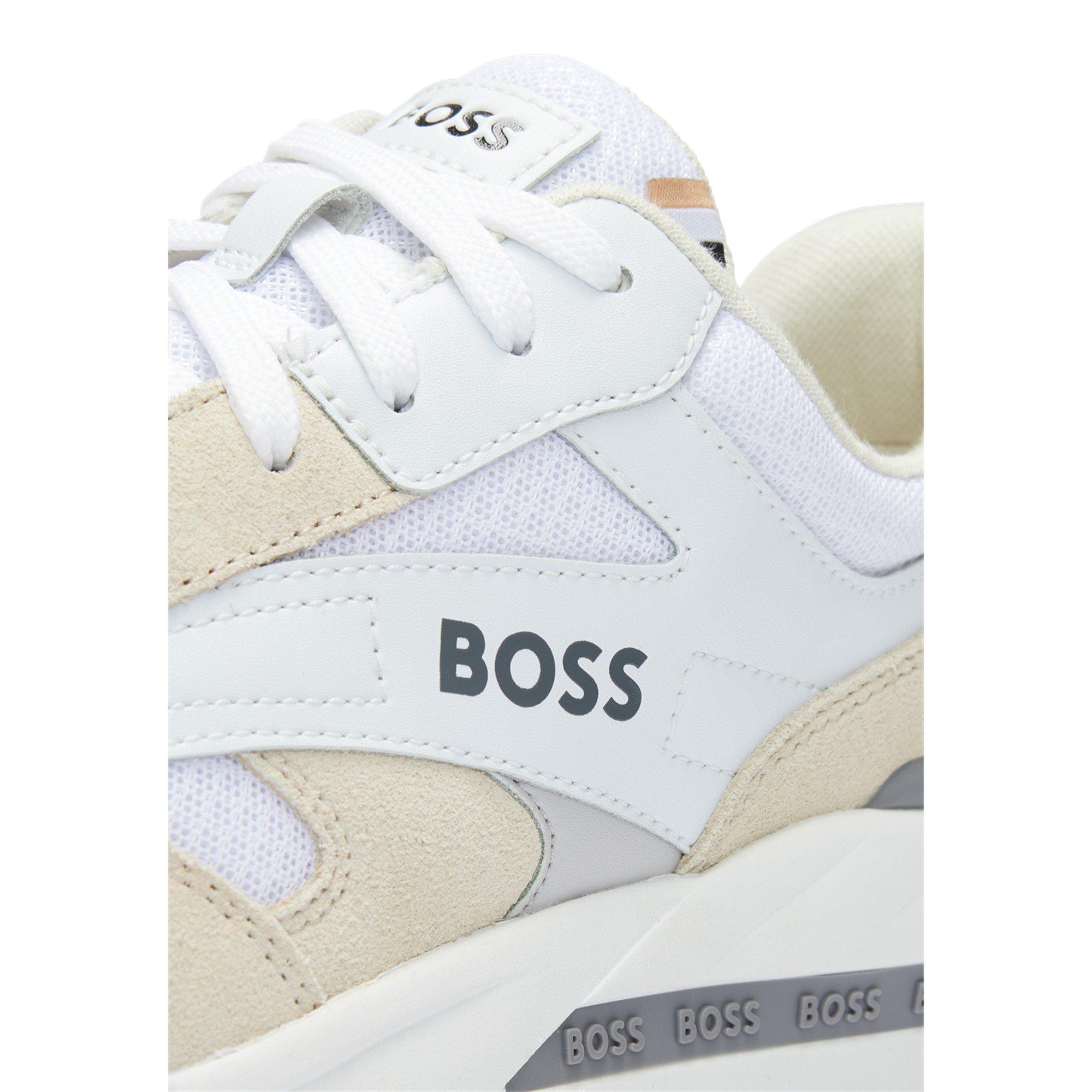 White 100 - Boss - Men's Kurt Trainers, Shaped Ankle Collar - 9