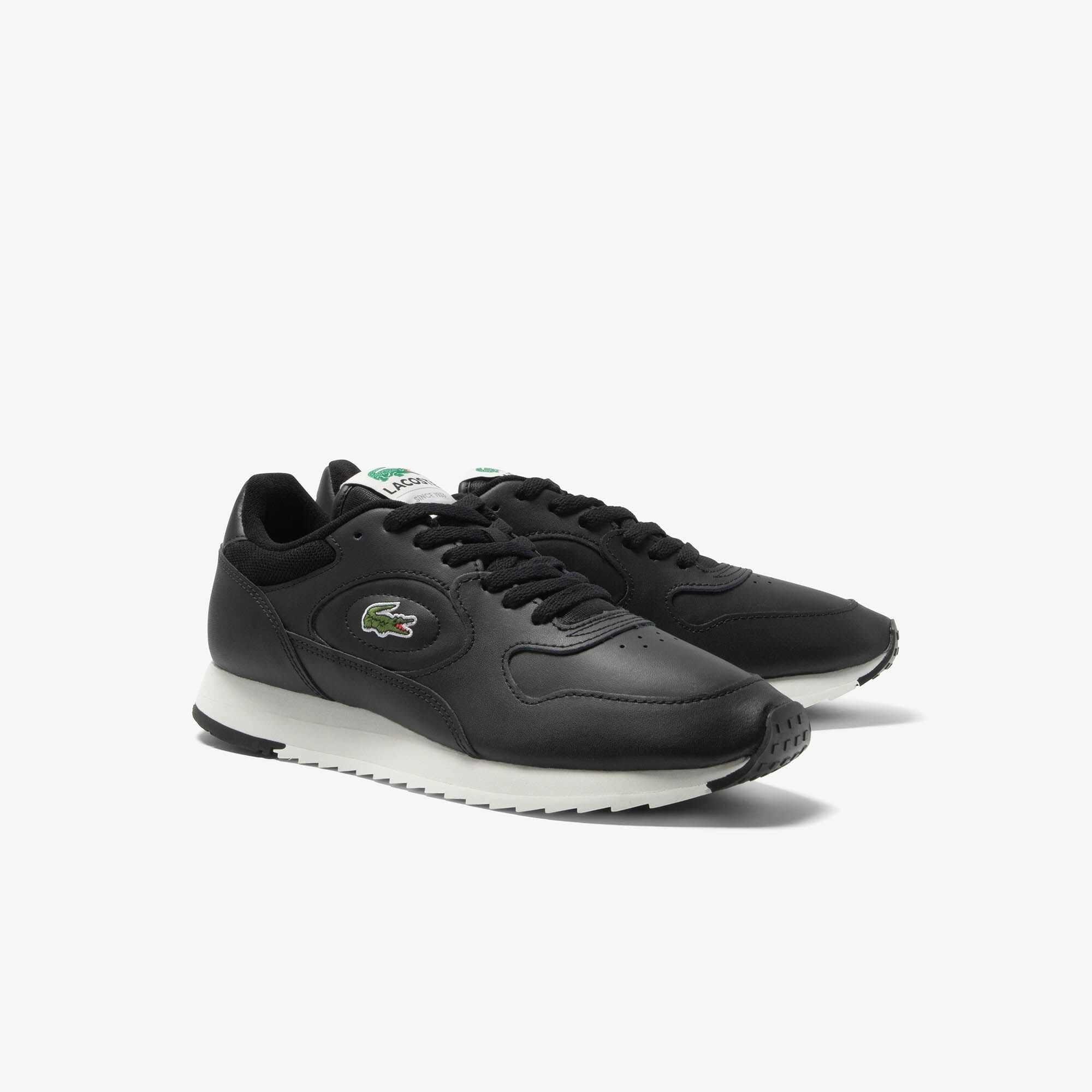 Sort/Off White - Lacoste - Line Track Trainers - 3