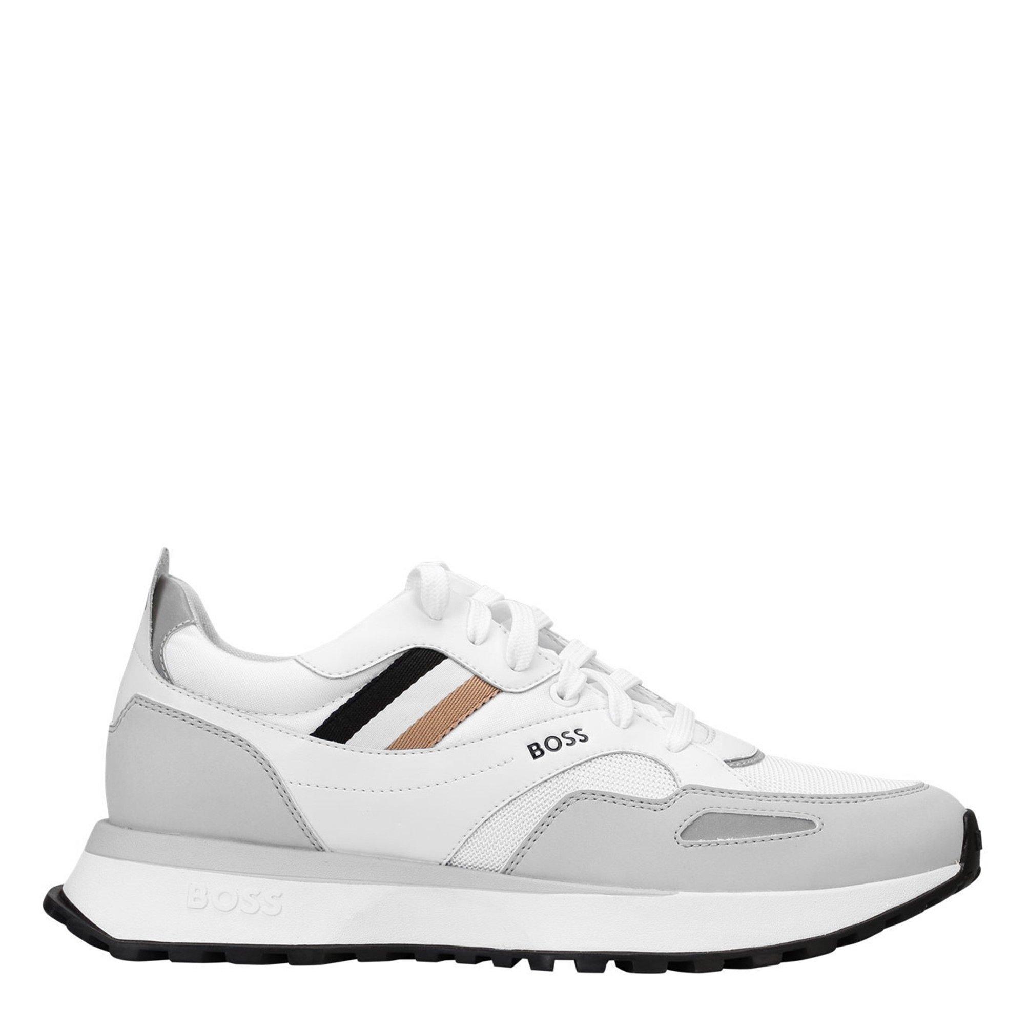 White 100 - Boss - Mens BOSS Reflective Contemporary Trainers with Breathable Mesh (Jonah) - 1