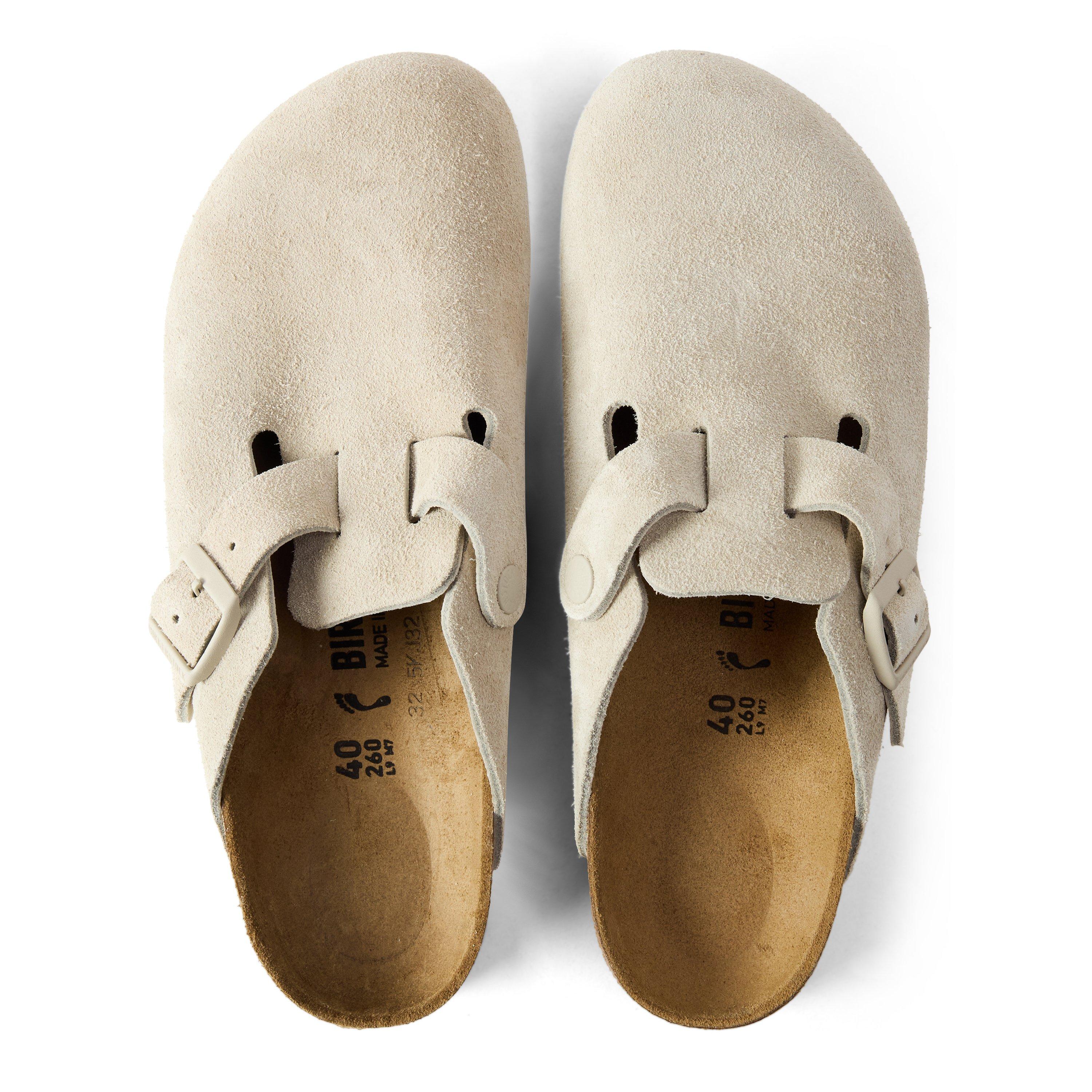 Oyster - Birkenstock - Boston Suede Flat Sandals - 4