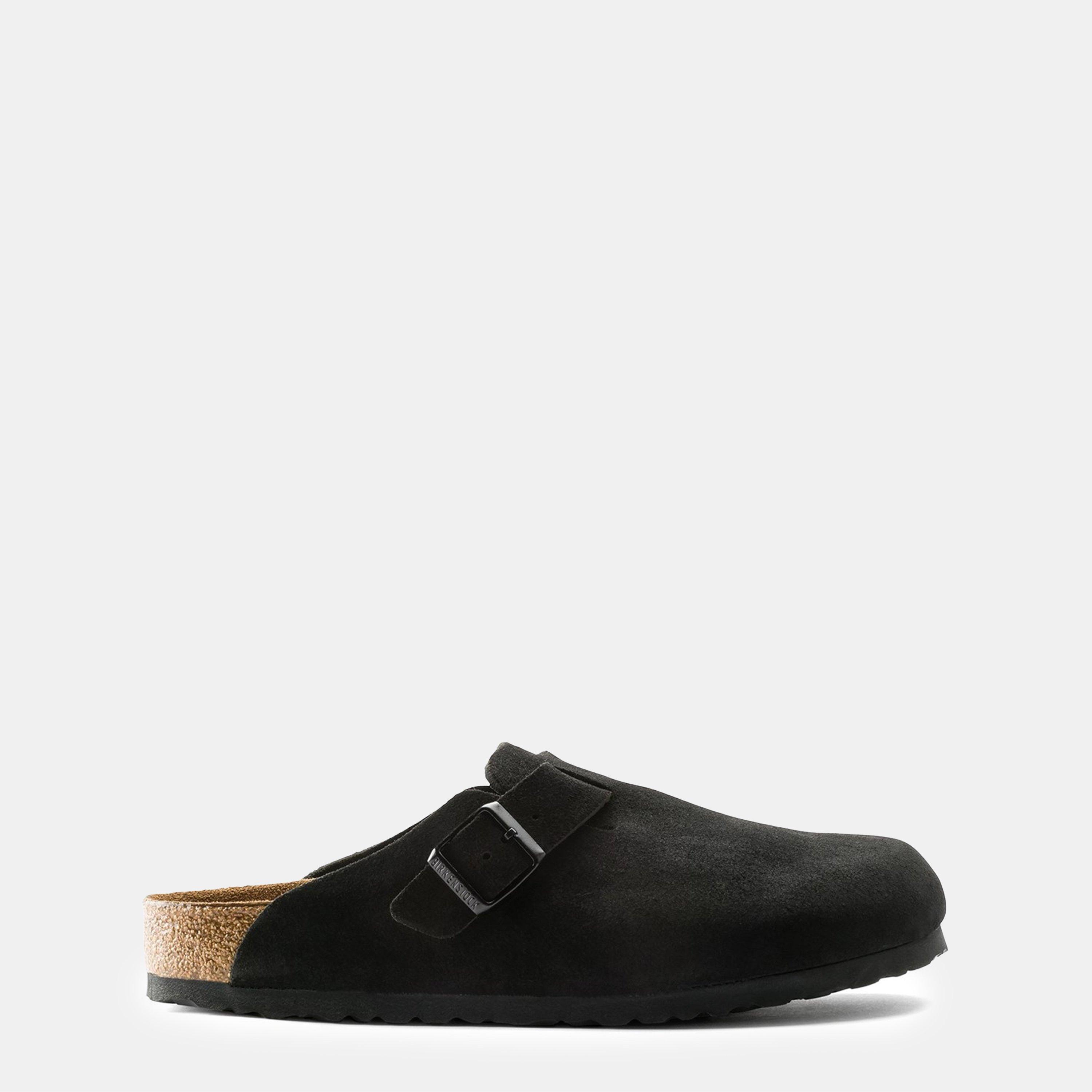 Birkenstock Boston Suede Flat Sandals - Black - Size 4.5 (37)