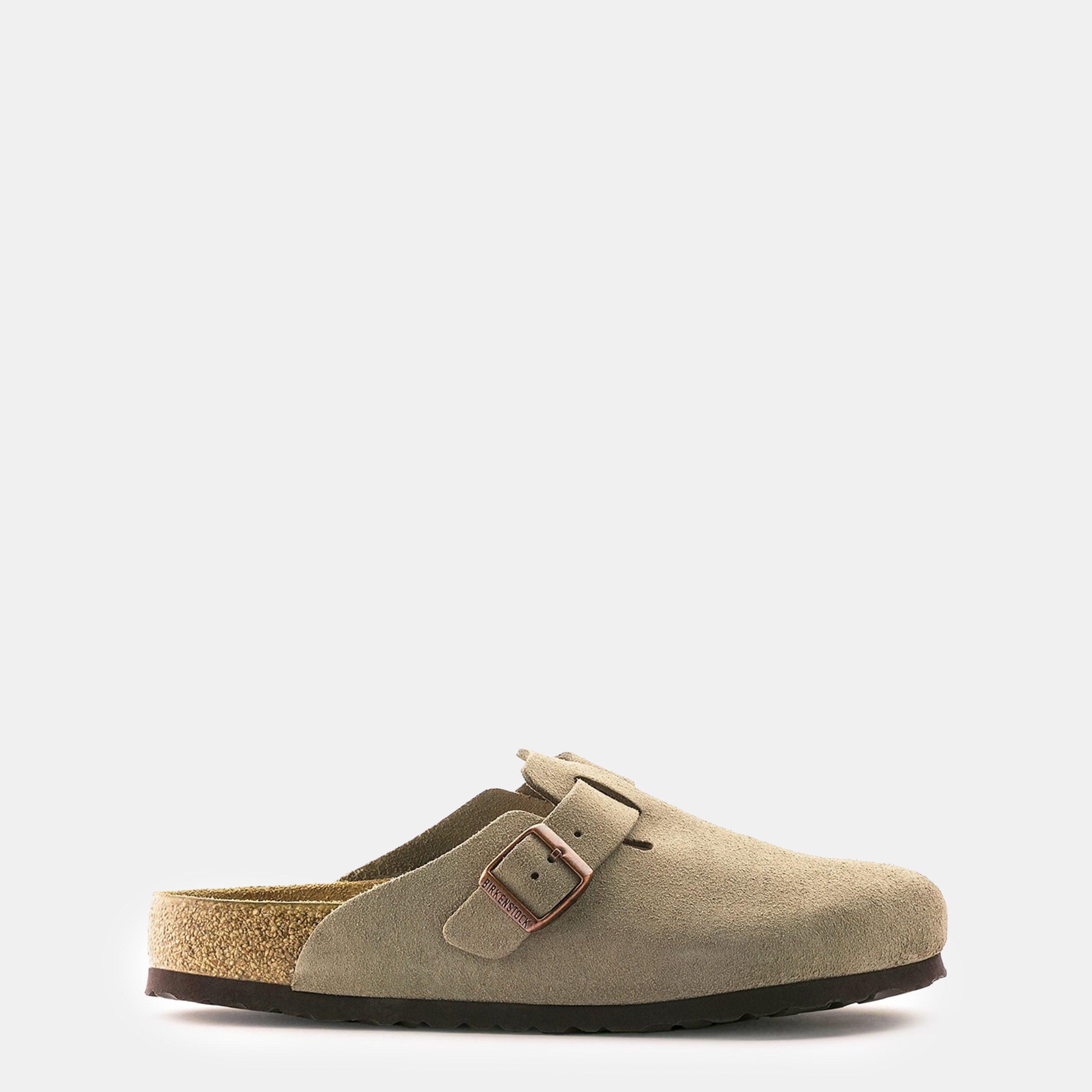Birkenstock Boston Suede Flat Sandals - Taupe - Size 4.5 (37)