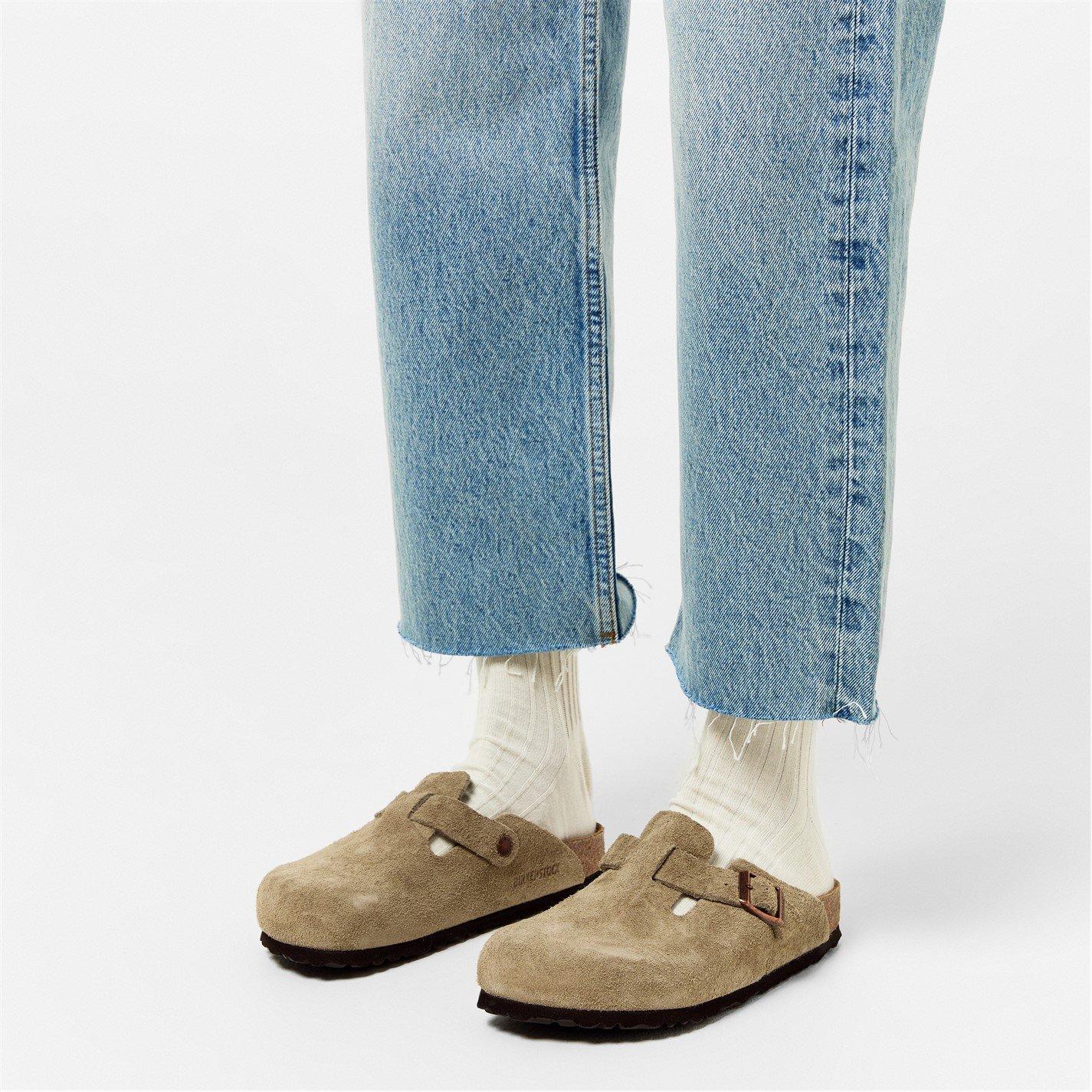 Taupe - Birkenstock - Boston Suede Flat Sandals - 2