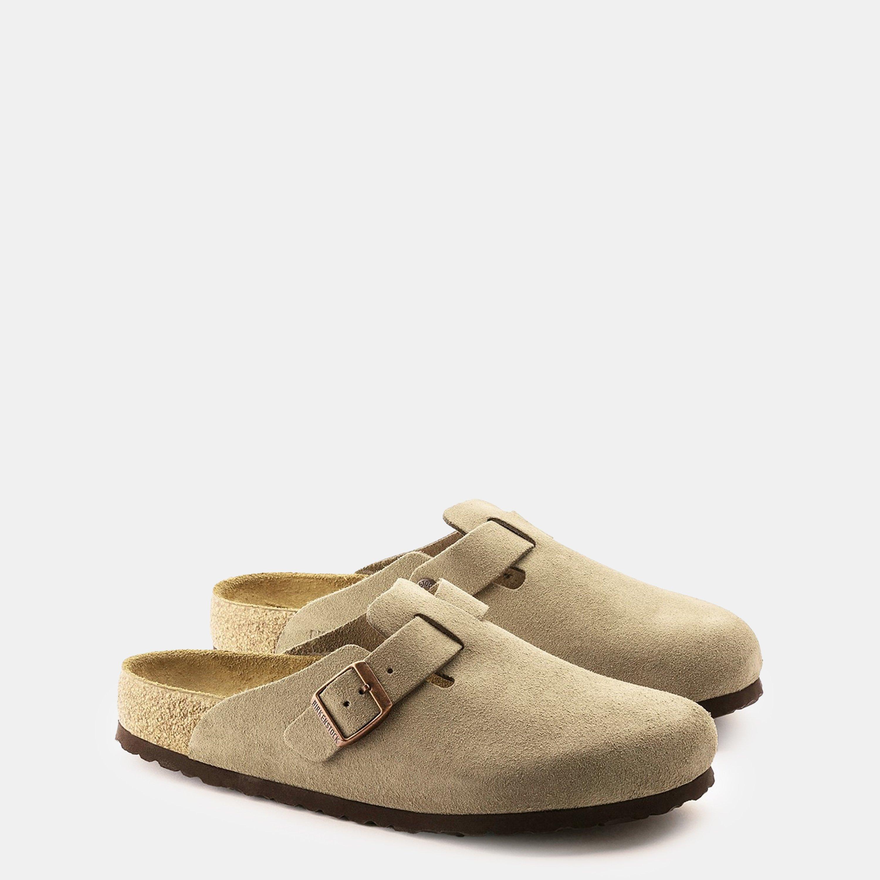 Taupe - Birkenstock - Boston Suede Flat Sandals - 4