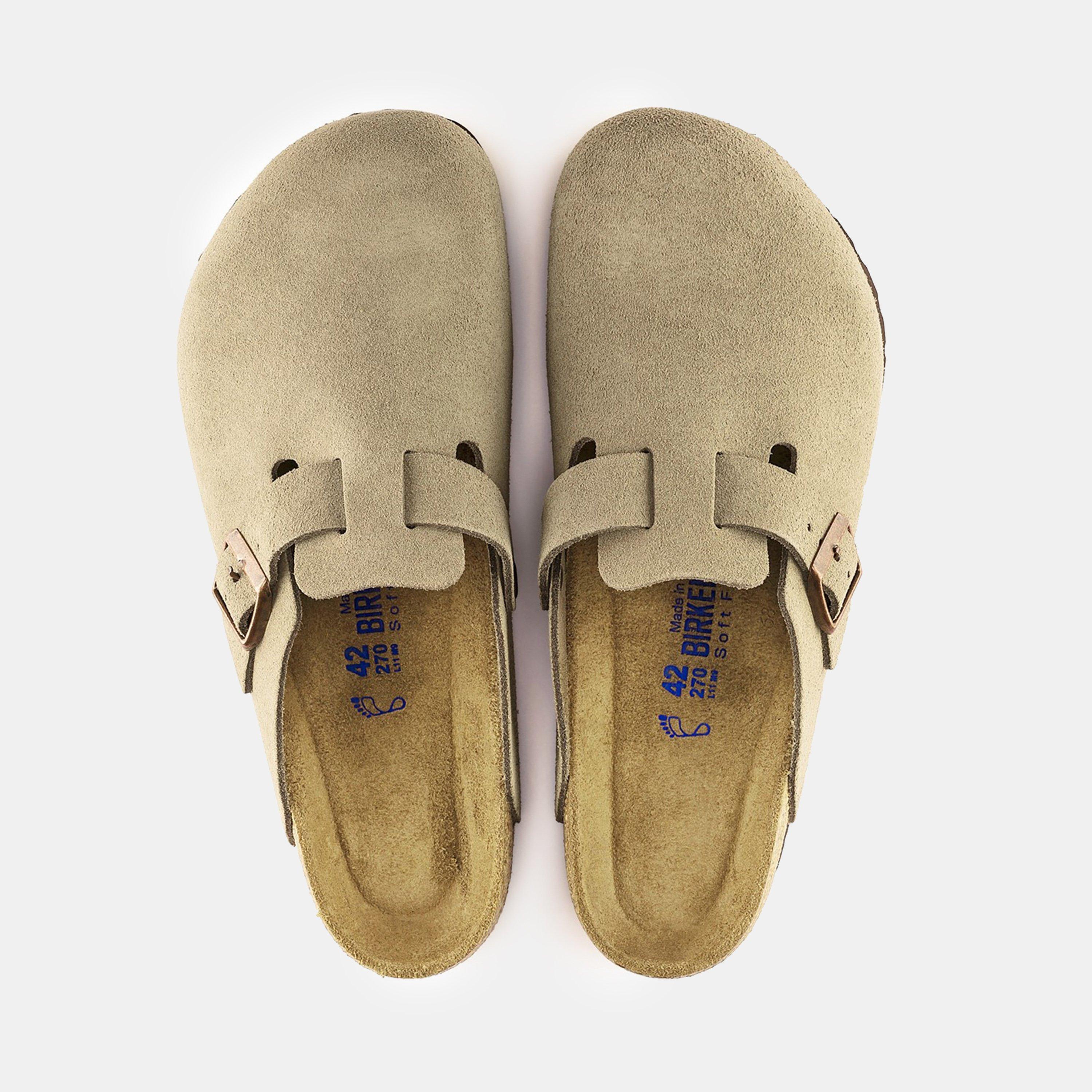 Taupe - Birkenstock - Boston Suede Flat Sandals - 5