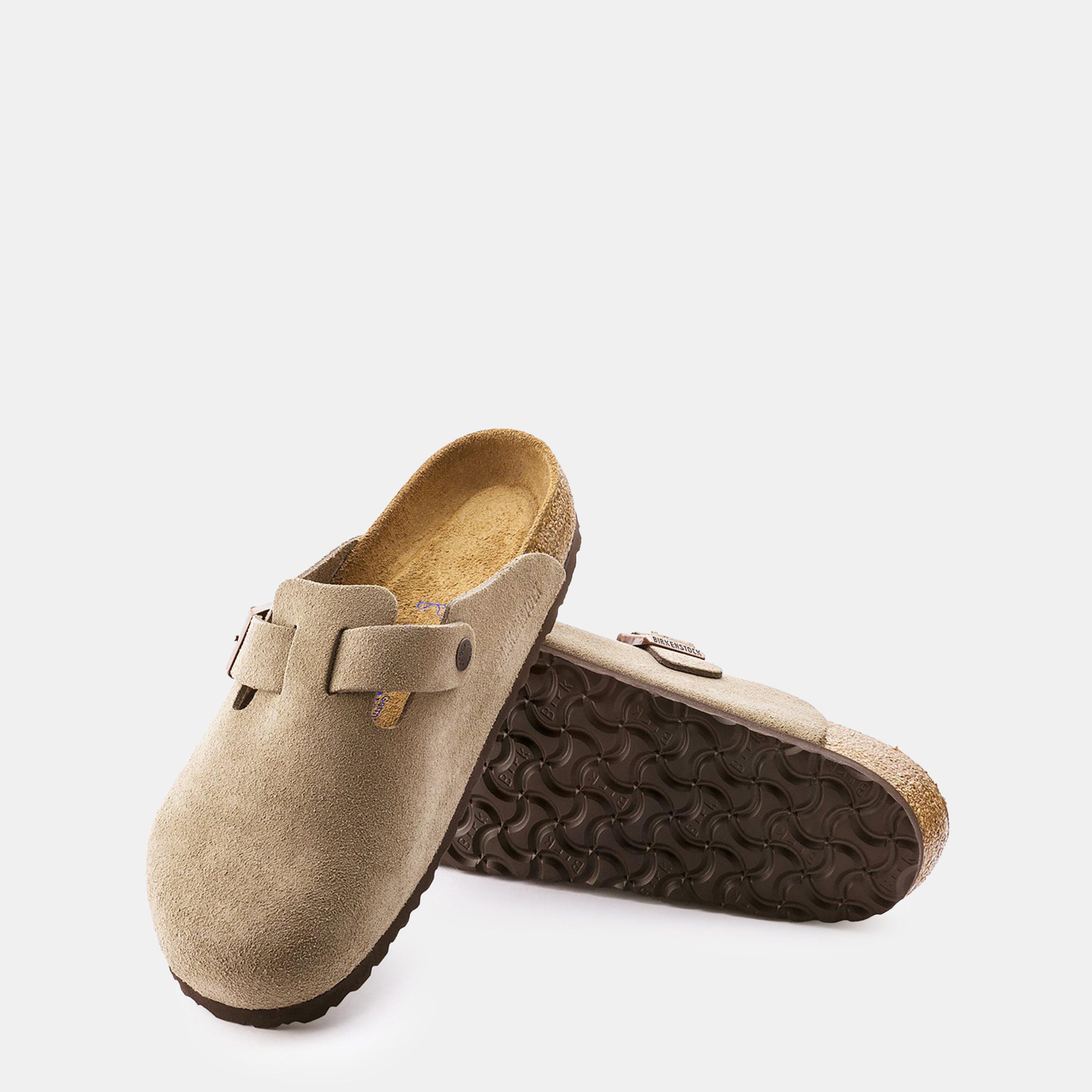 Taupe - Birkenstock - Boston Suede Flat Sandals - 8