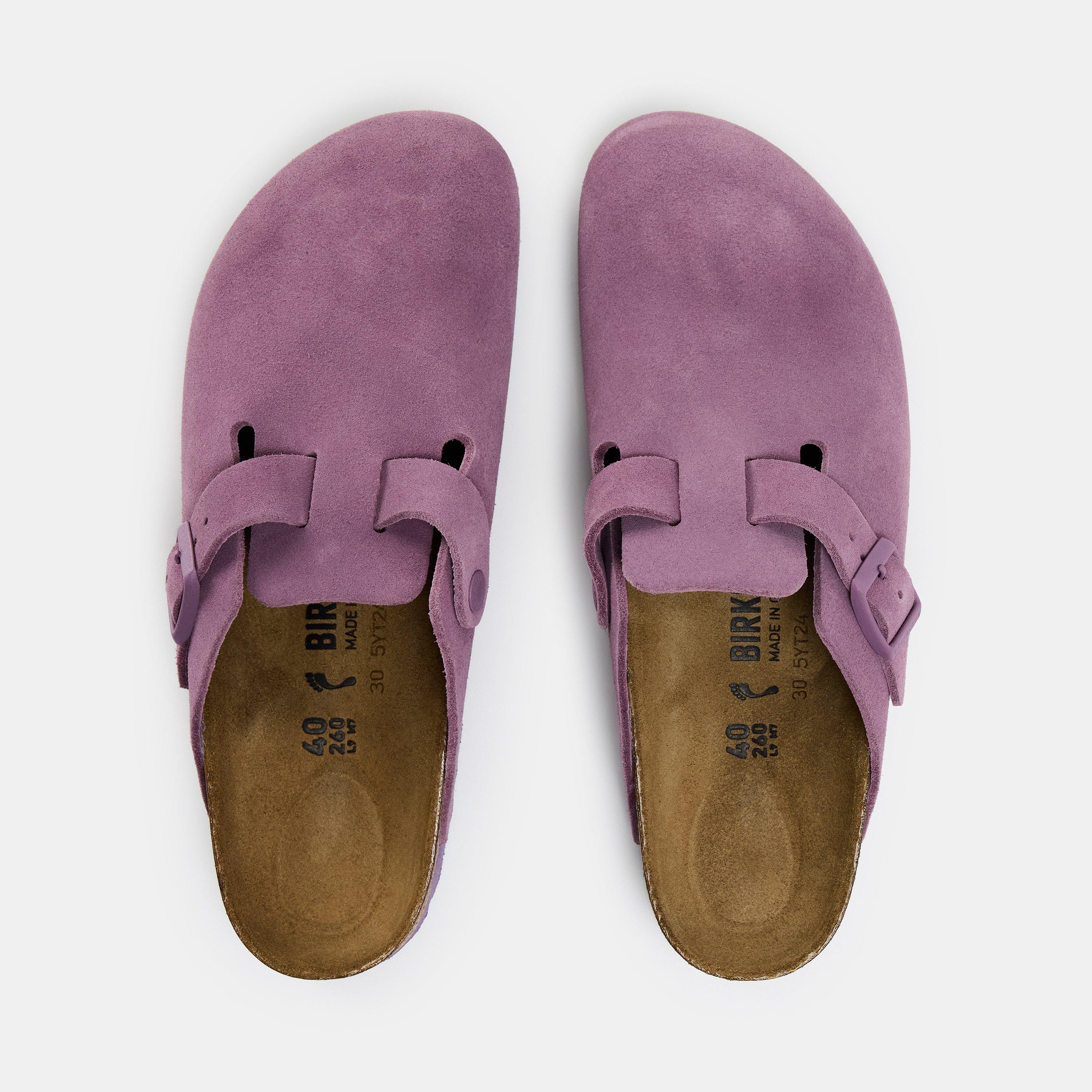Mauve - Birkenstock - Boston Suede Flat Sandals - 5