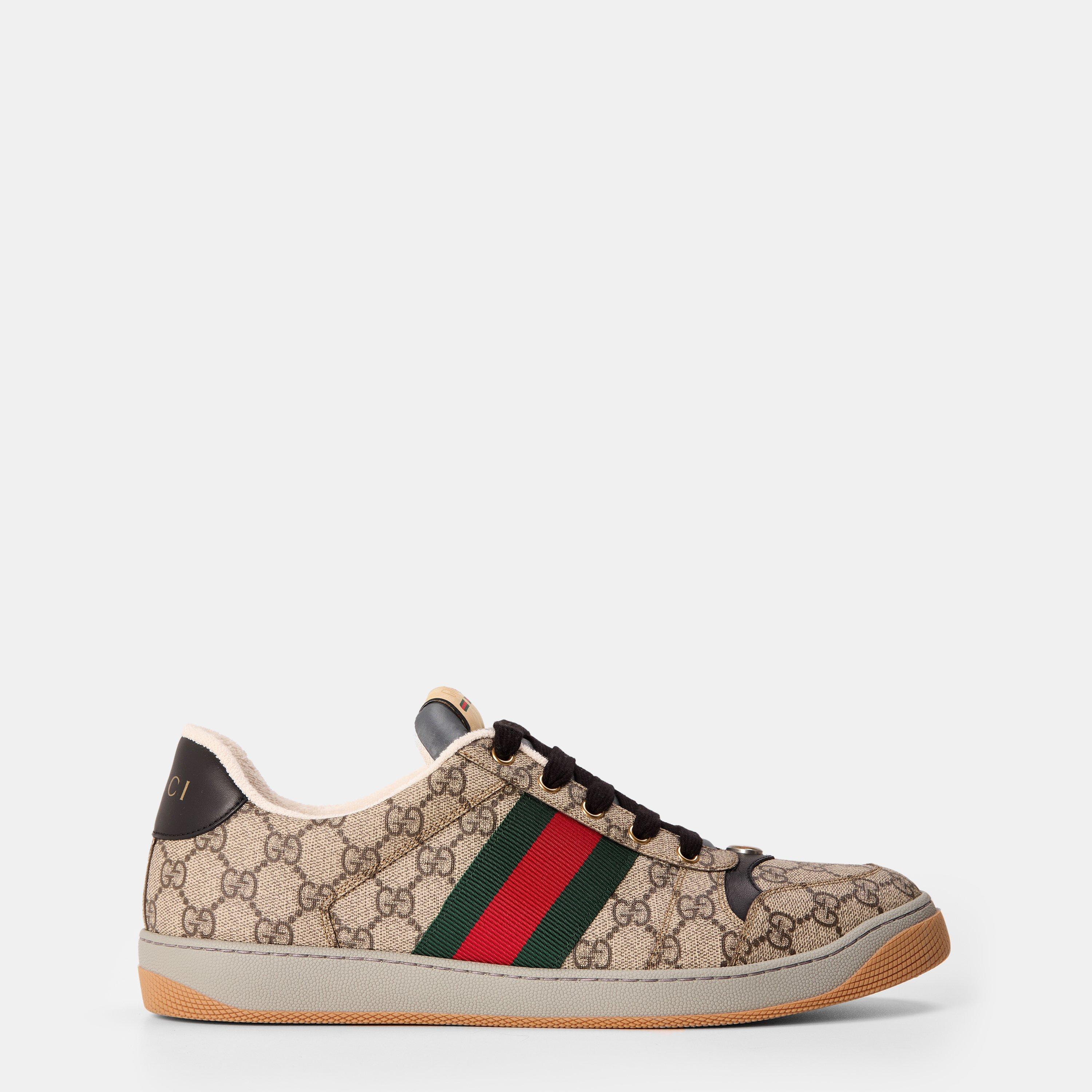 Gucci Screener Sneakers - Beige GG/Nero - Size 8 (42)