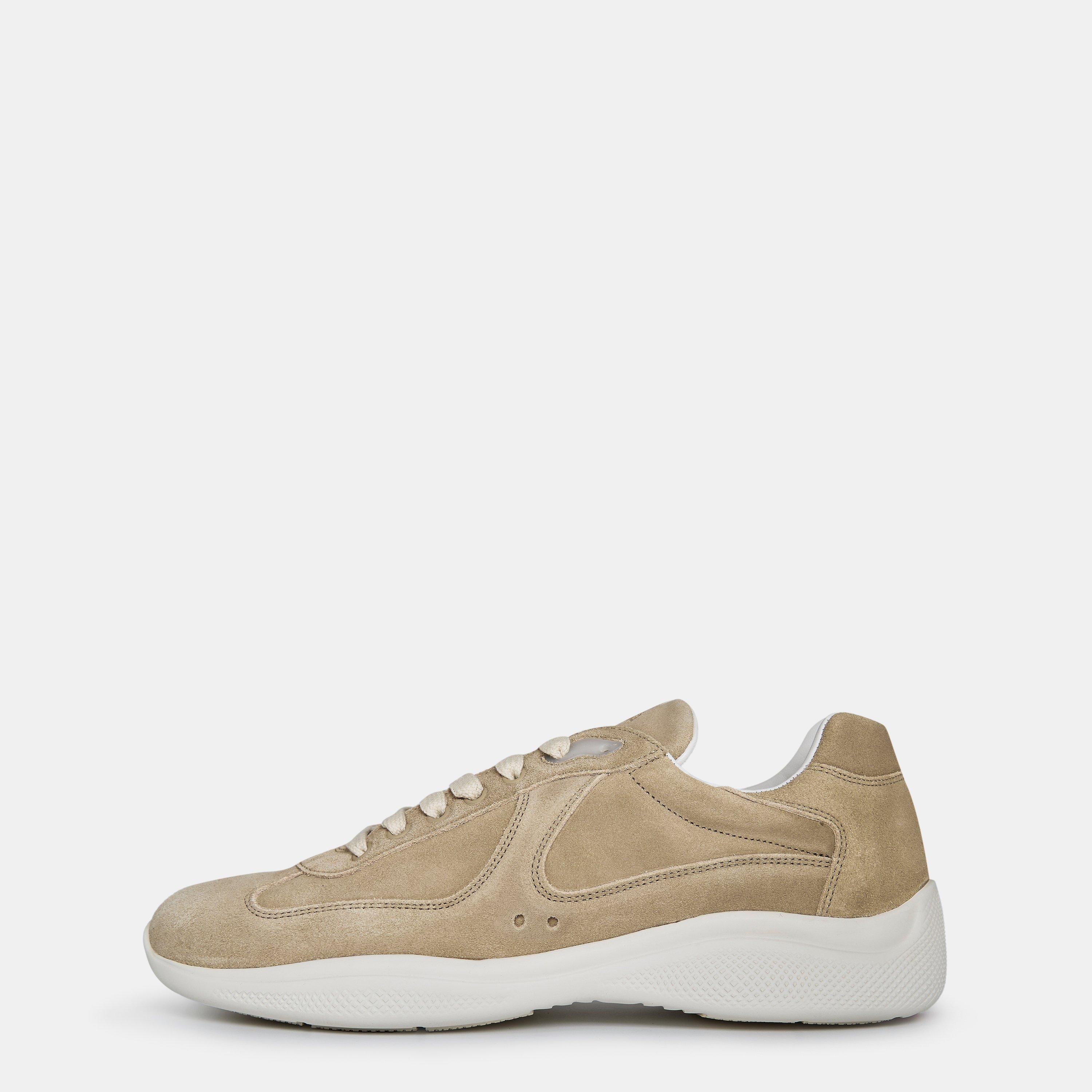 Beige Suede - Prada - Americas Cup Suede Sneakers - 2