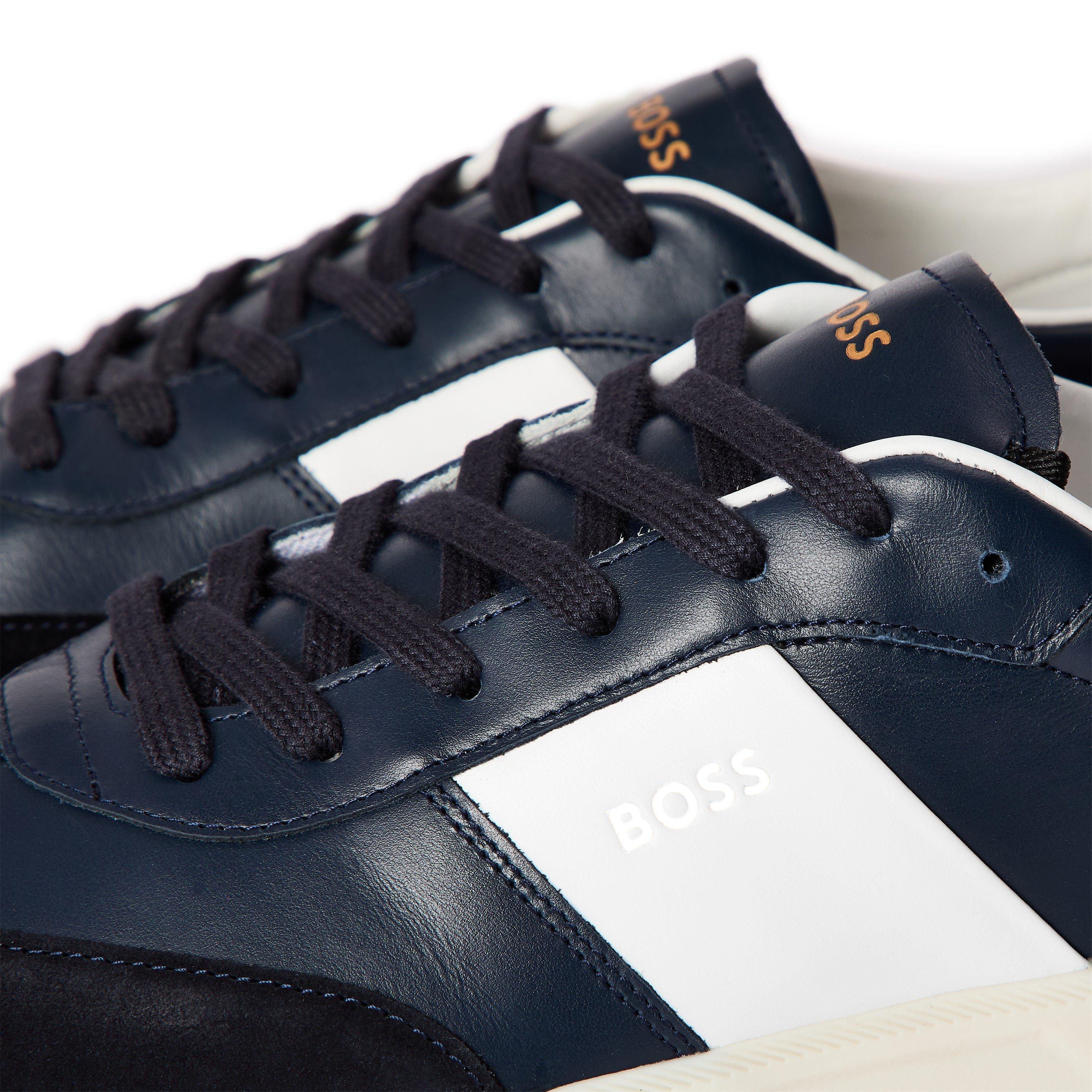 Navy - Boss - Men's Brandon Leather Low-Top Trainers - 2