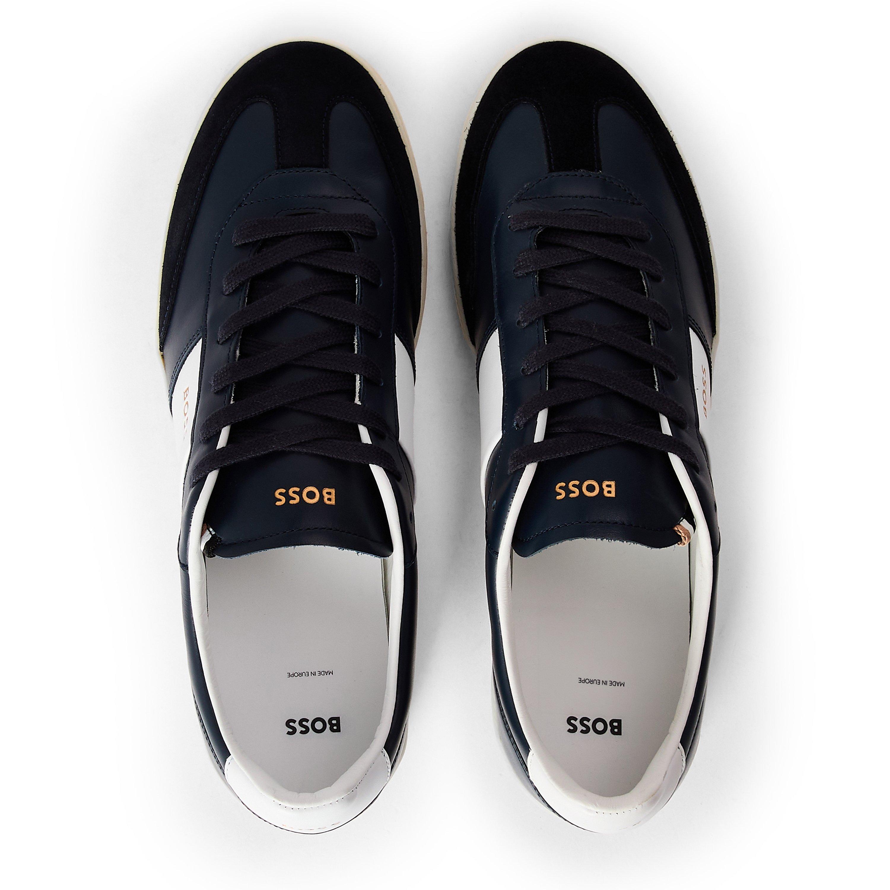 Navy - Boss - Men's Brandon Leather Low-Top Trainers - 3