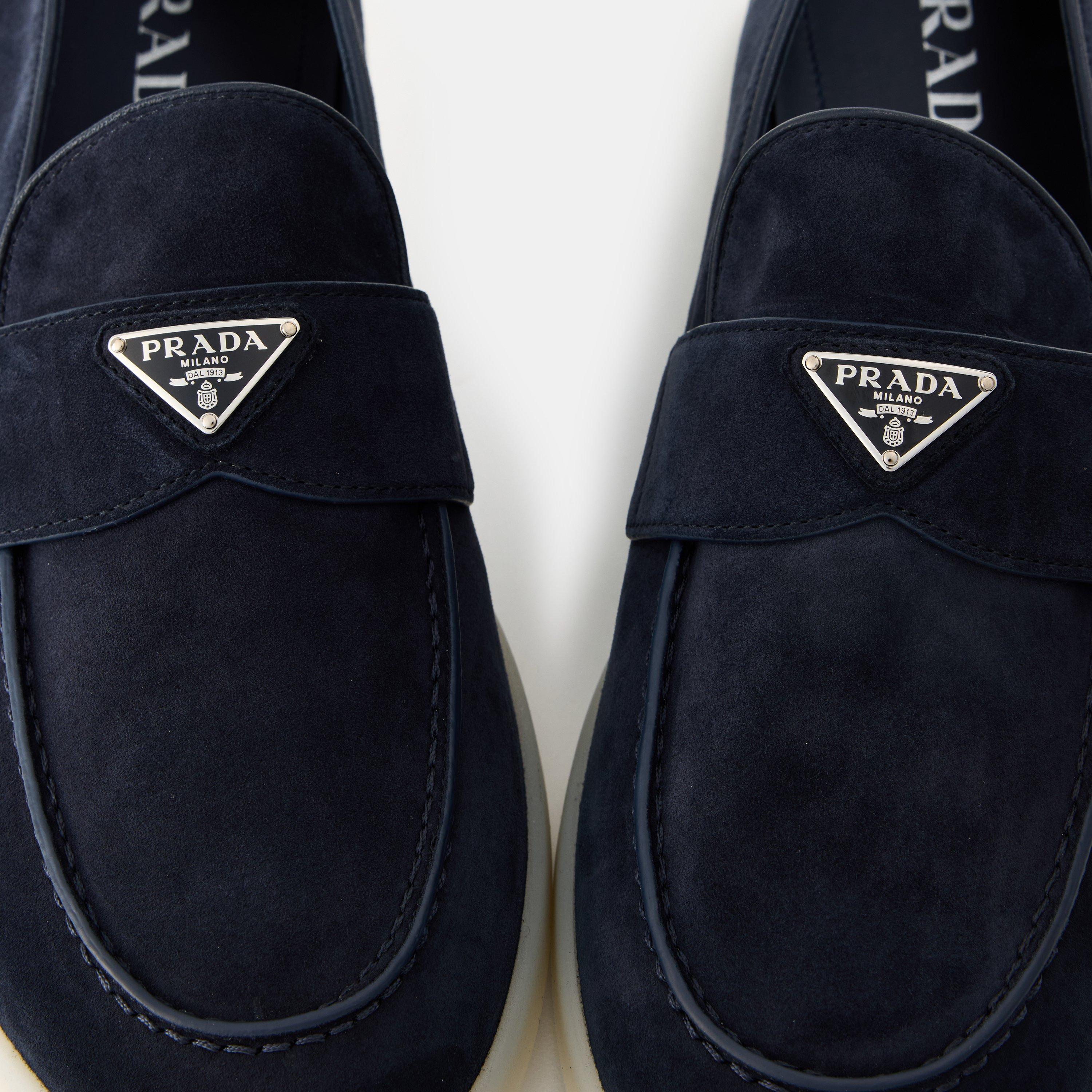 Blue - Prada - Suede Loafers - 4