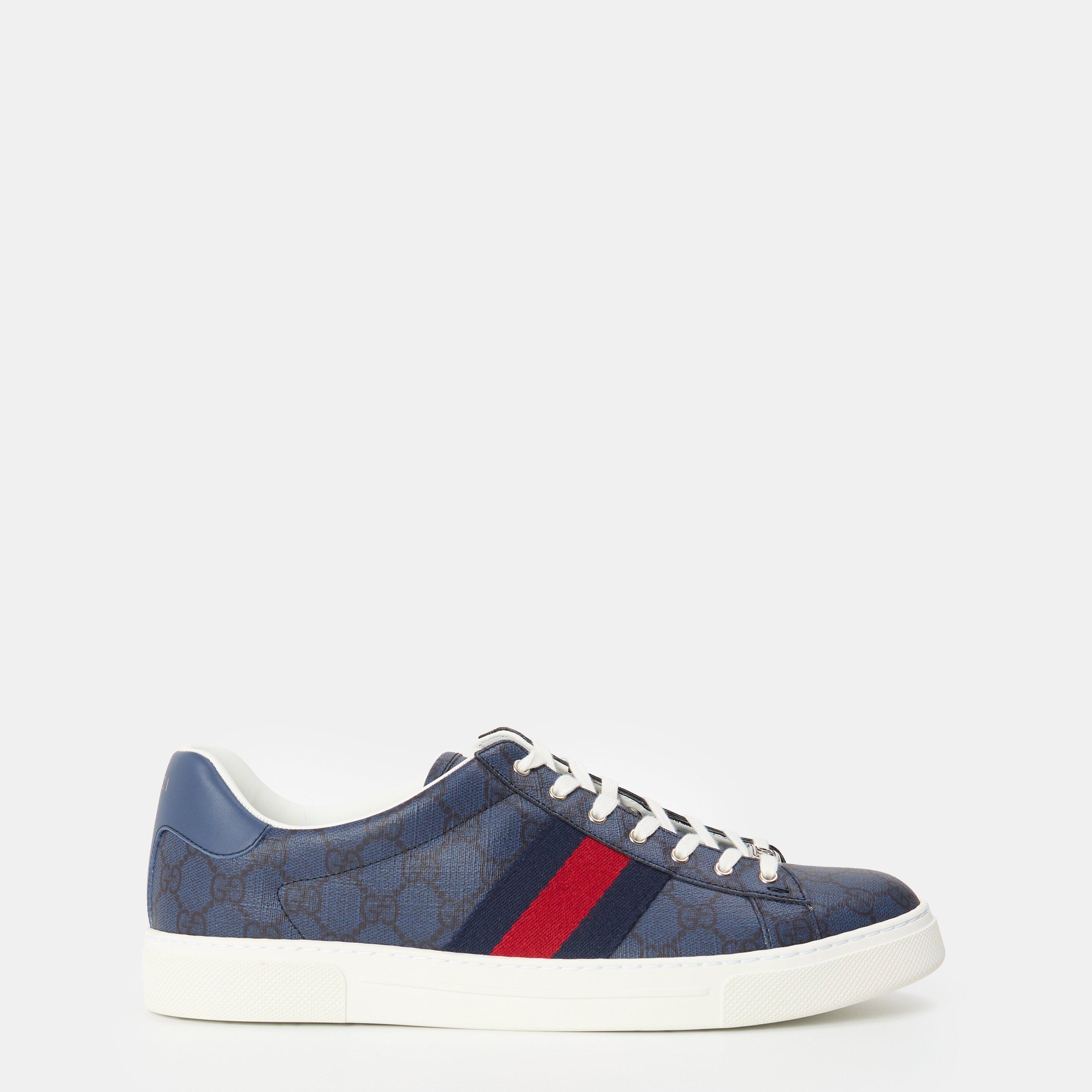 Gucci Men's Web Canvas Ace Trainers - Blue/Black - Size 10 (44)