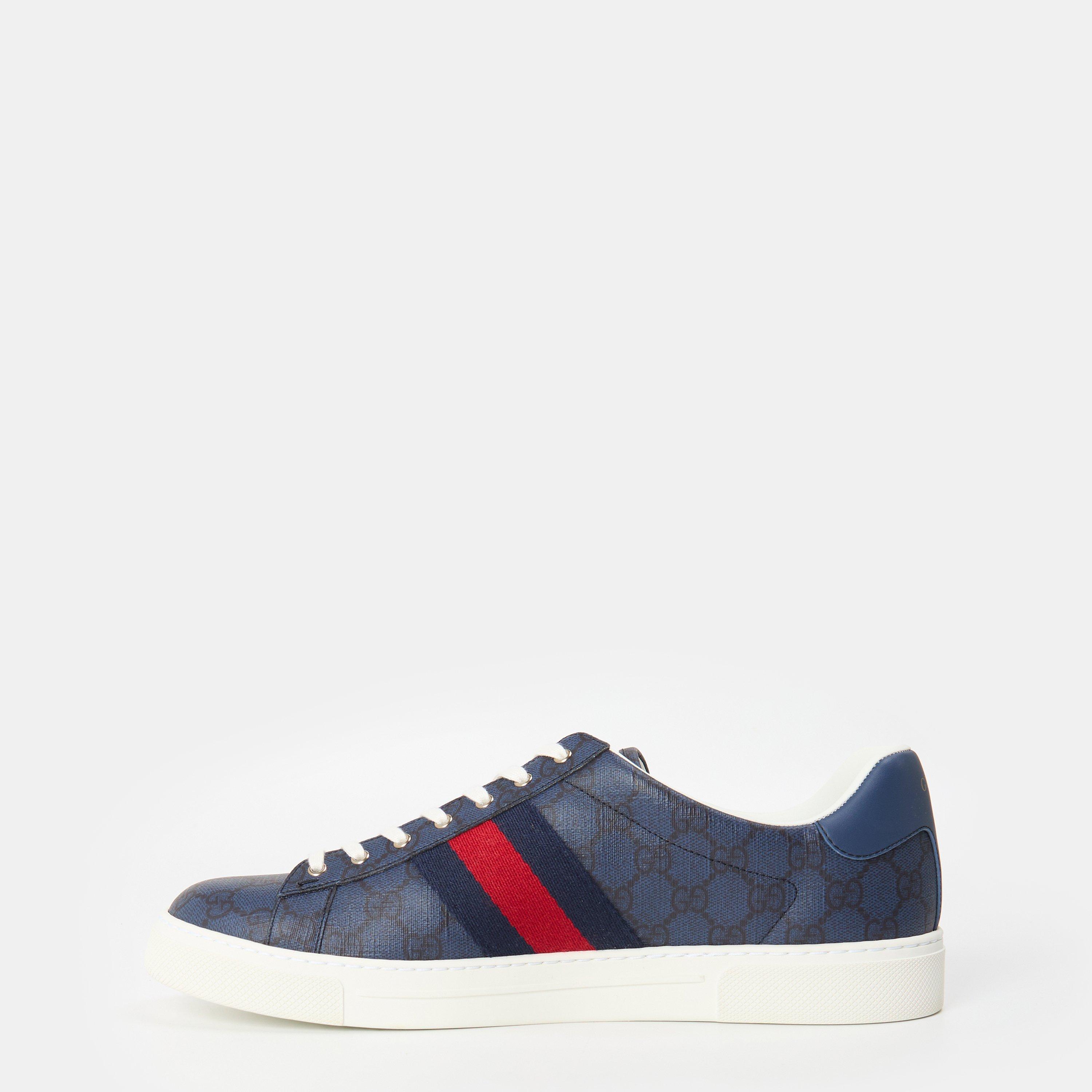 Blue/Black - Gucci - Men's Web Canvas Ace Trainers - 2