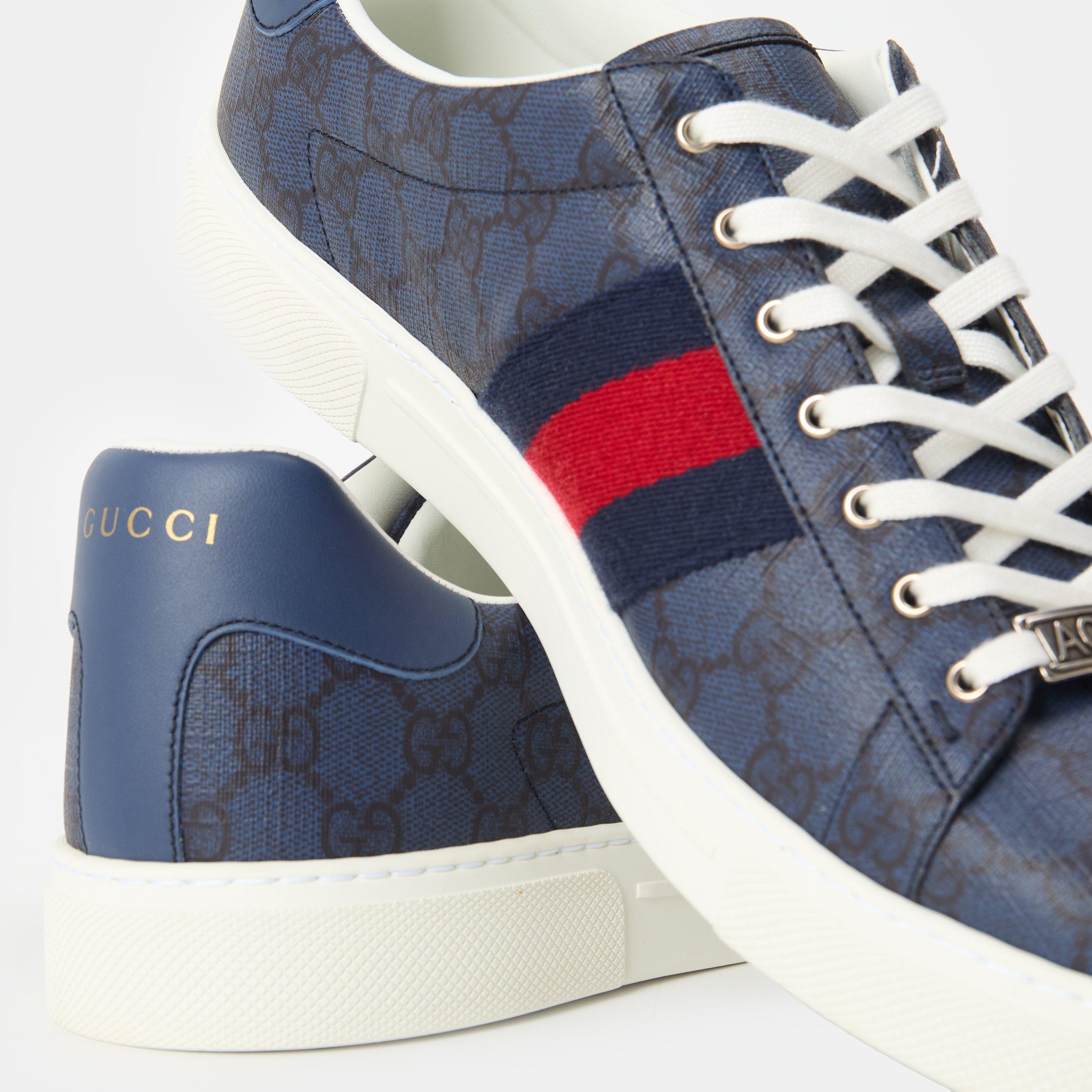 Blue/Black - Gucci - Men's Web Canvas Ace Trainers - 4