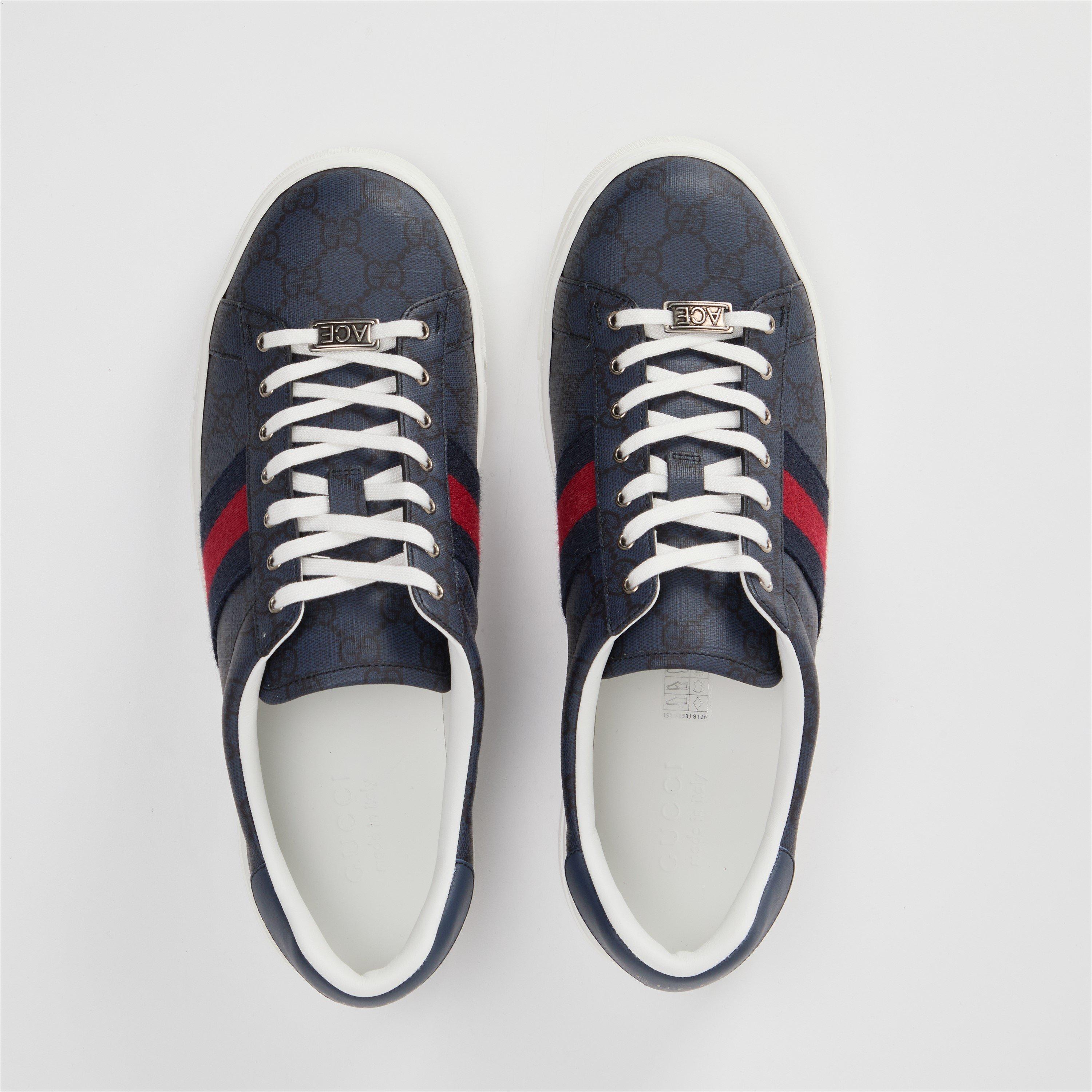 Blue/Black - Gucci - Men's Web Canvas Ace Trainers - 5