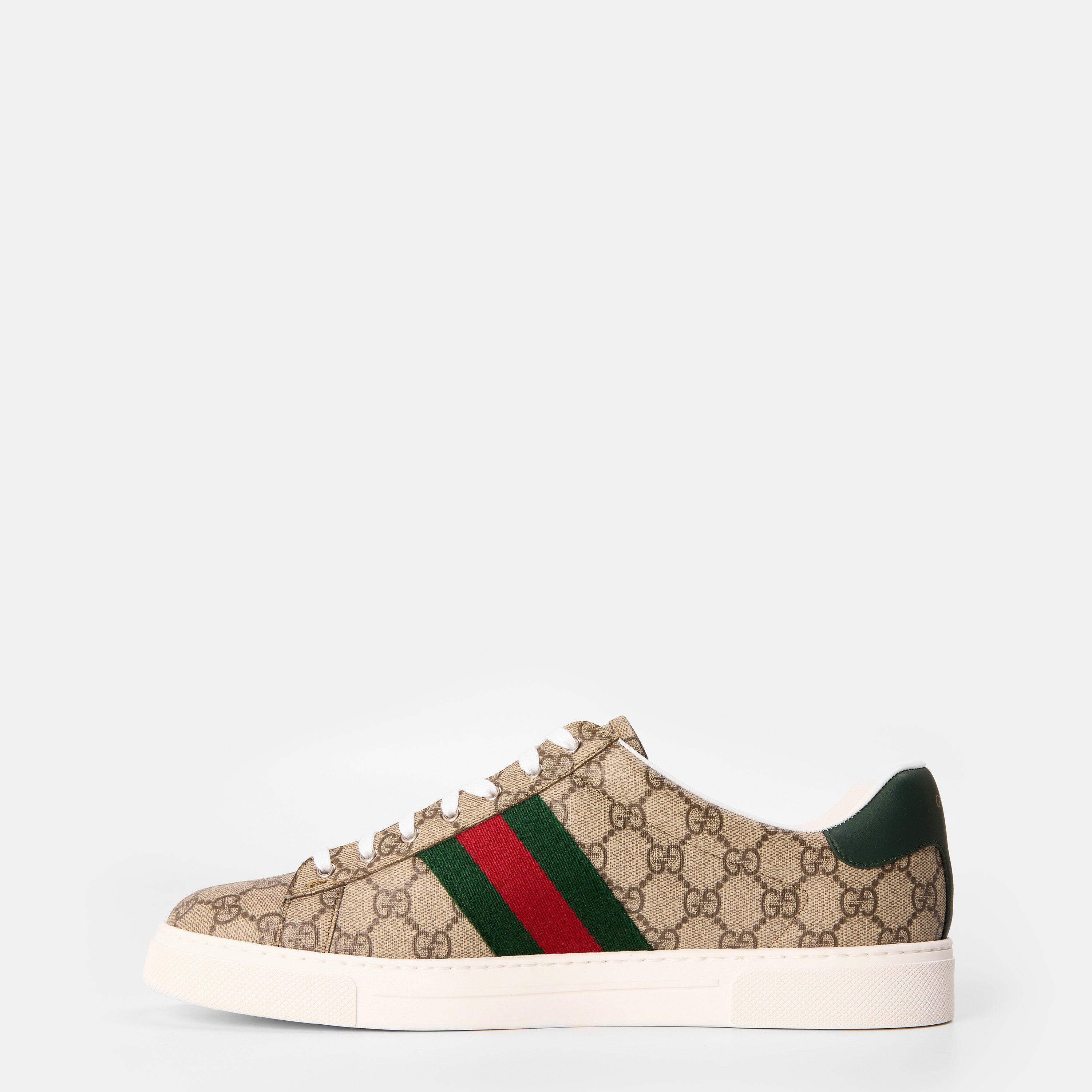 Beige Ebony GG - Gucci - Men's Web Canvas Ace Trainers - 2