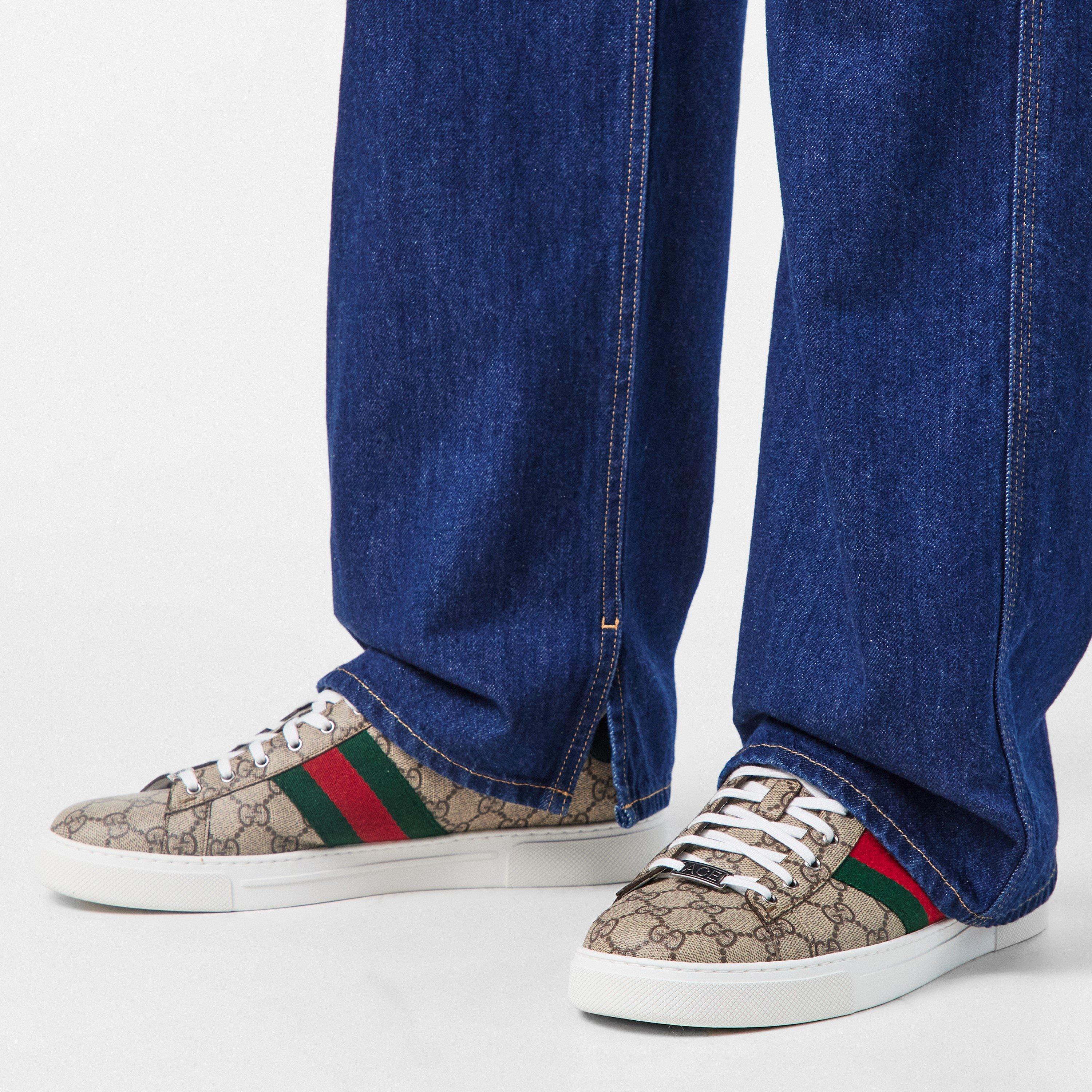 Beige Ebony GG - Gucci - Men's Web Canvas Ace Trainers - 3