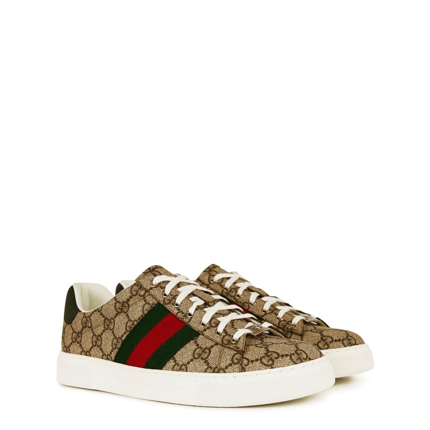 Beige Ebony GG - Gucci - Men's Web Canvas Ace Trainers - 4
