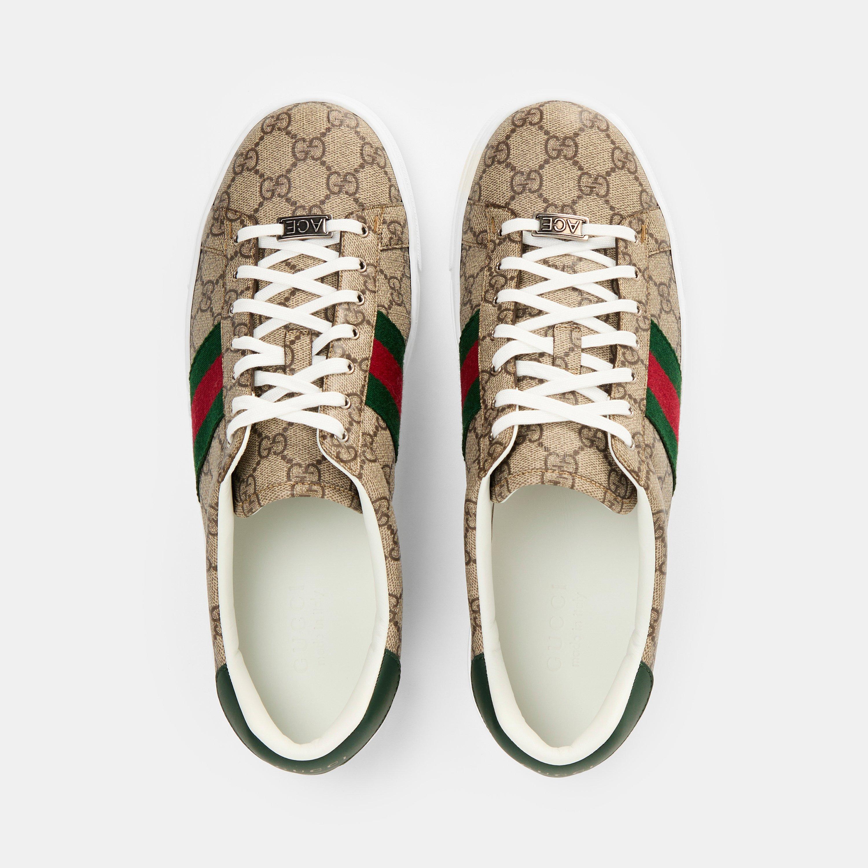 Beige Ebony GG - Gucci - Men's Web Canvas Ace Trainers - 6