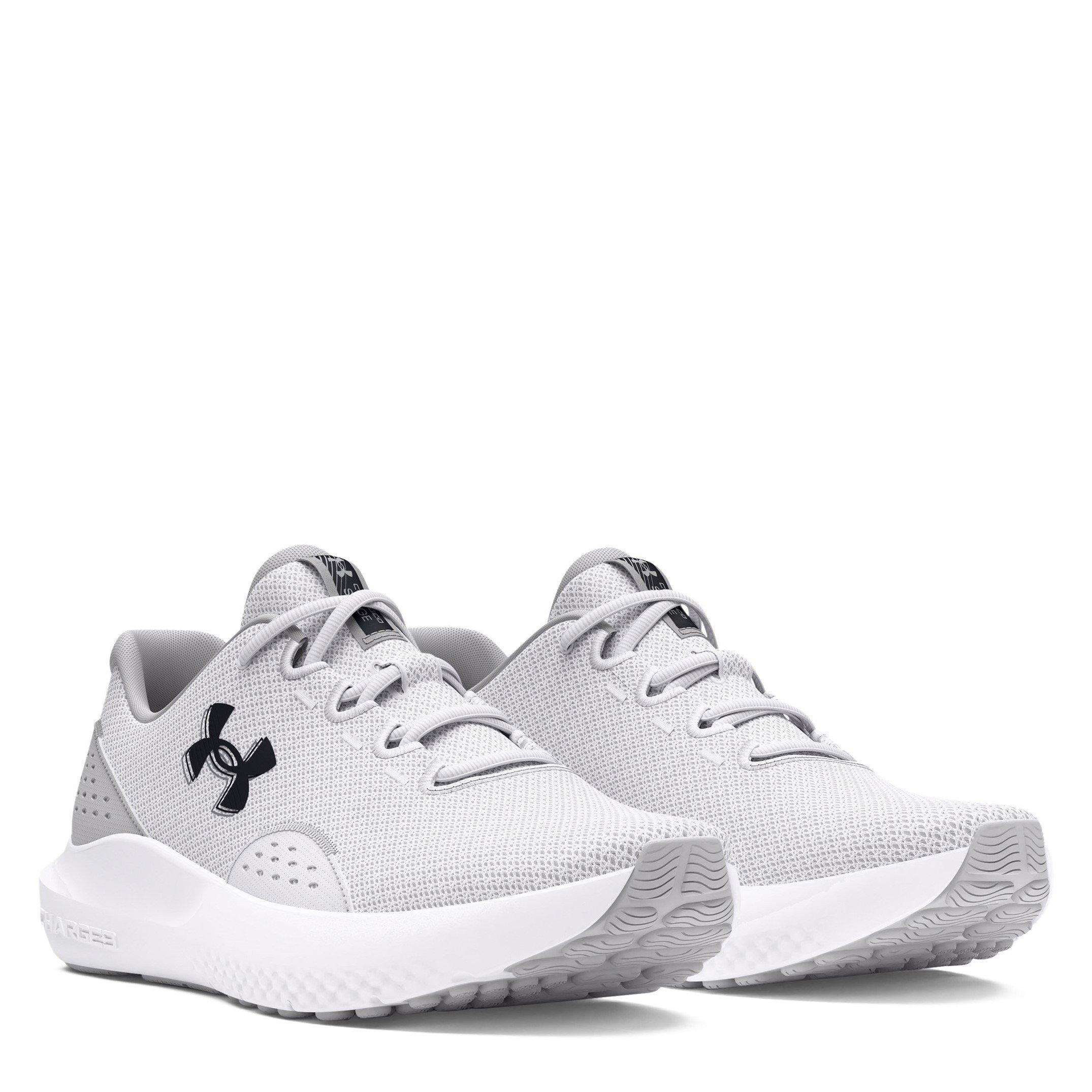 White/Halo Grey - Under Armour - Charged Surge 4 Mens Running Shoes - 5