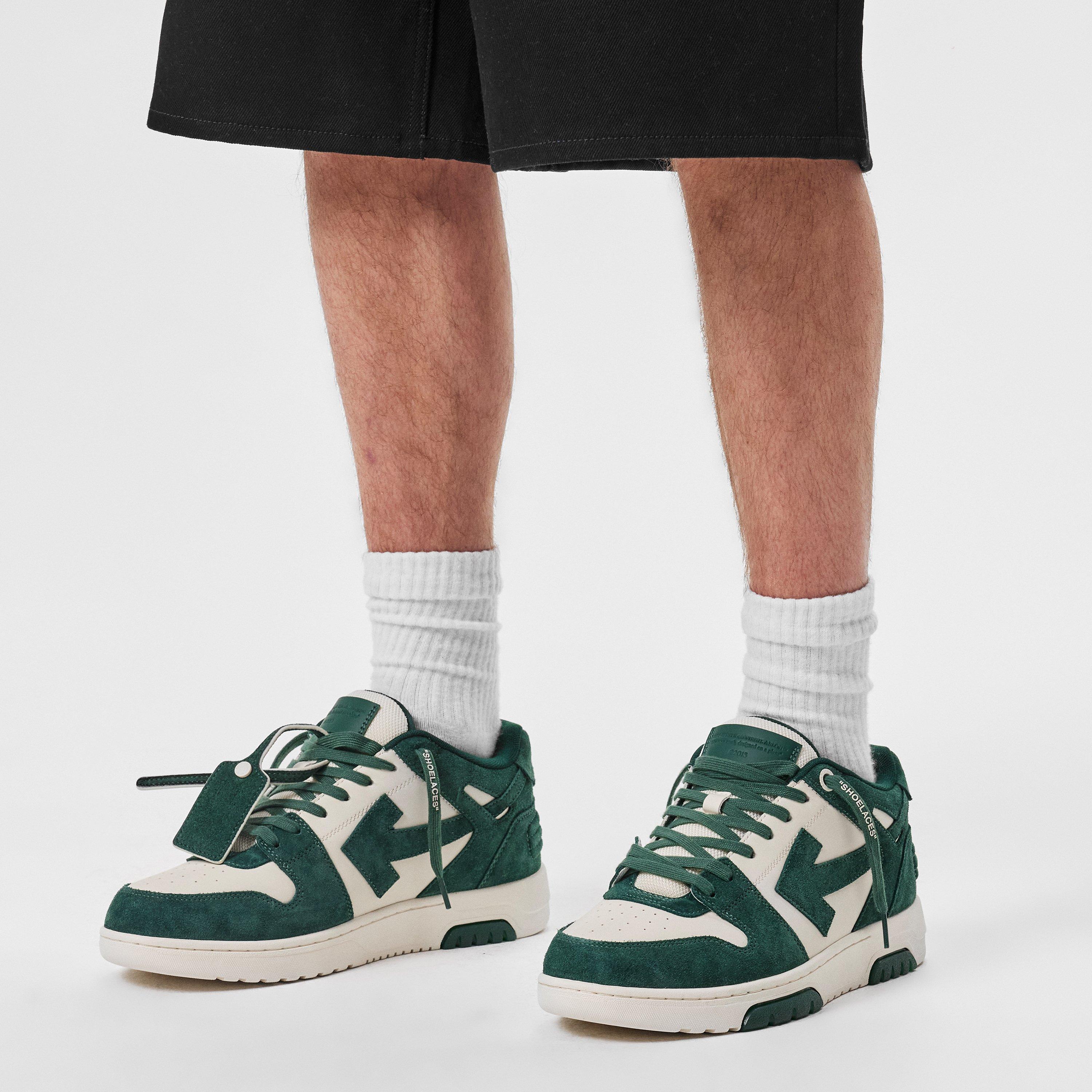 Green/White - Off White - Men's Out Of Office Suede Trainers, Luxury Trainers - 3