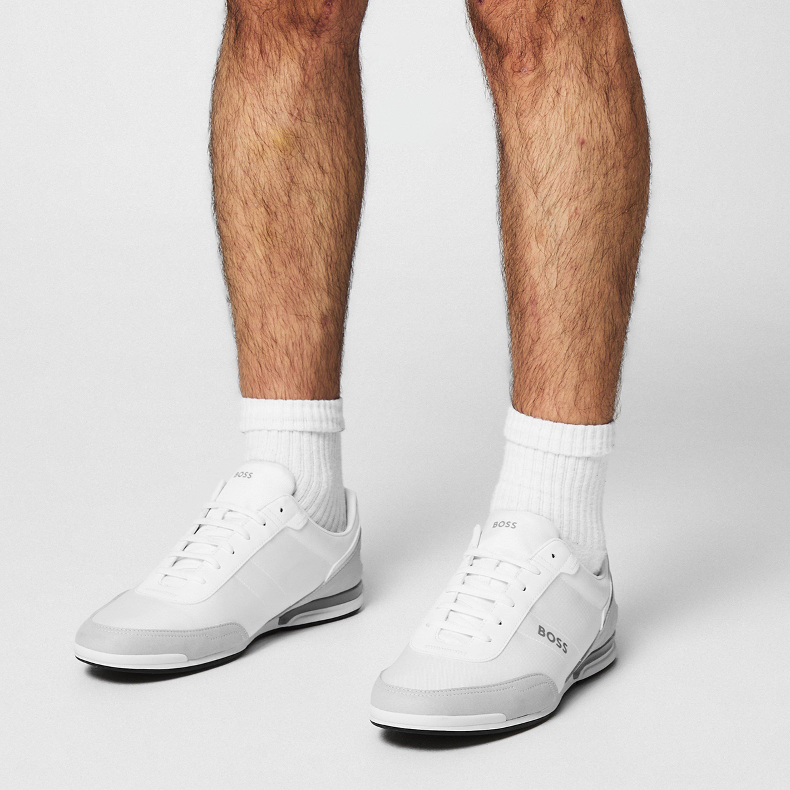 White 100 - Boss - Mens BOSS Saturn Low Top Everyday Trainers with Technical Mesh - 2