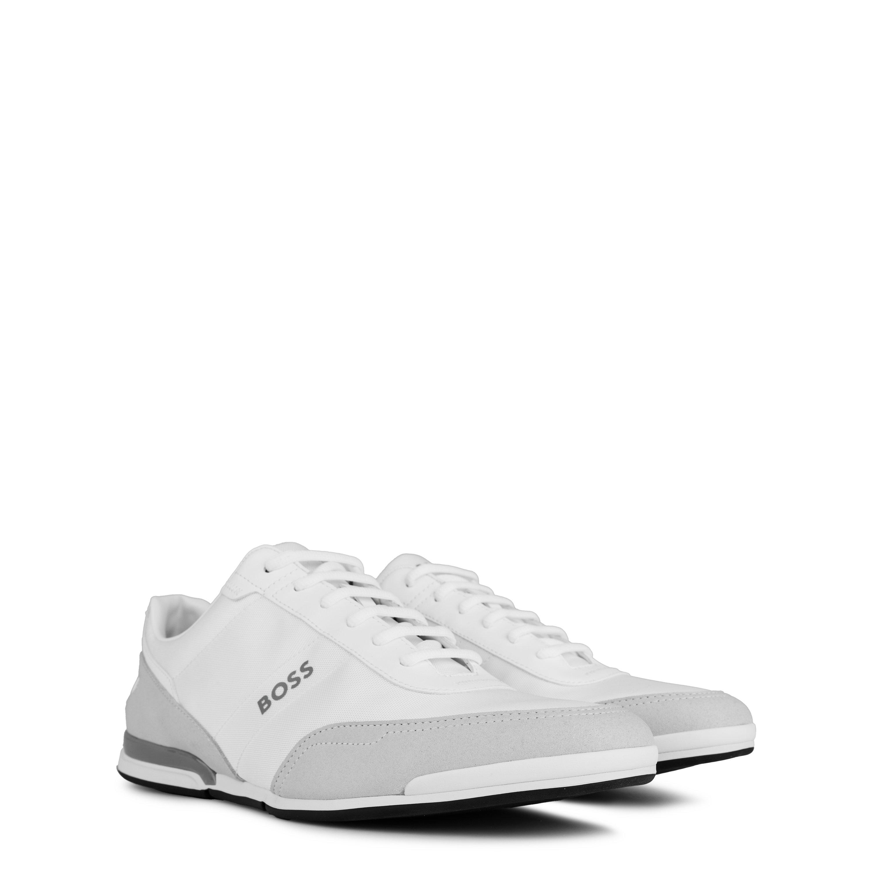 White 100 - Boss - Mens BOSS Saturn Low Top Everyday Trainers with Technical Mesh - 4