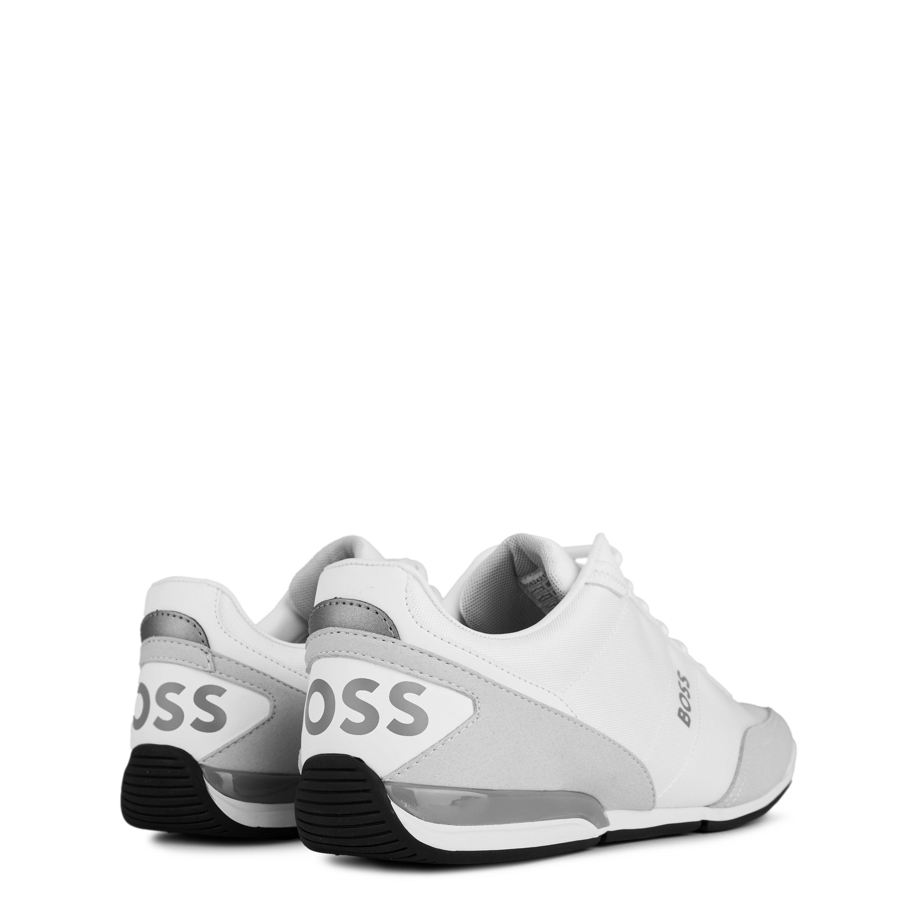 White 100 - Boss - Mens BOSS Saturn Low Top Everyday Trainers with Technical Mesh - 5