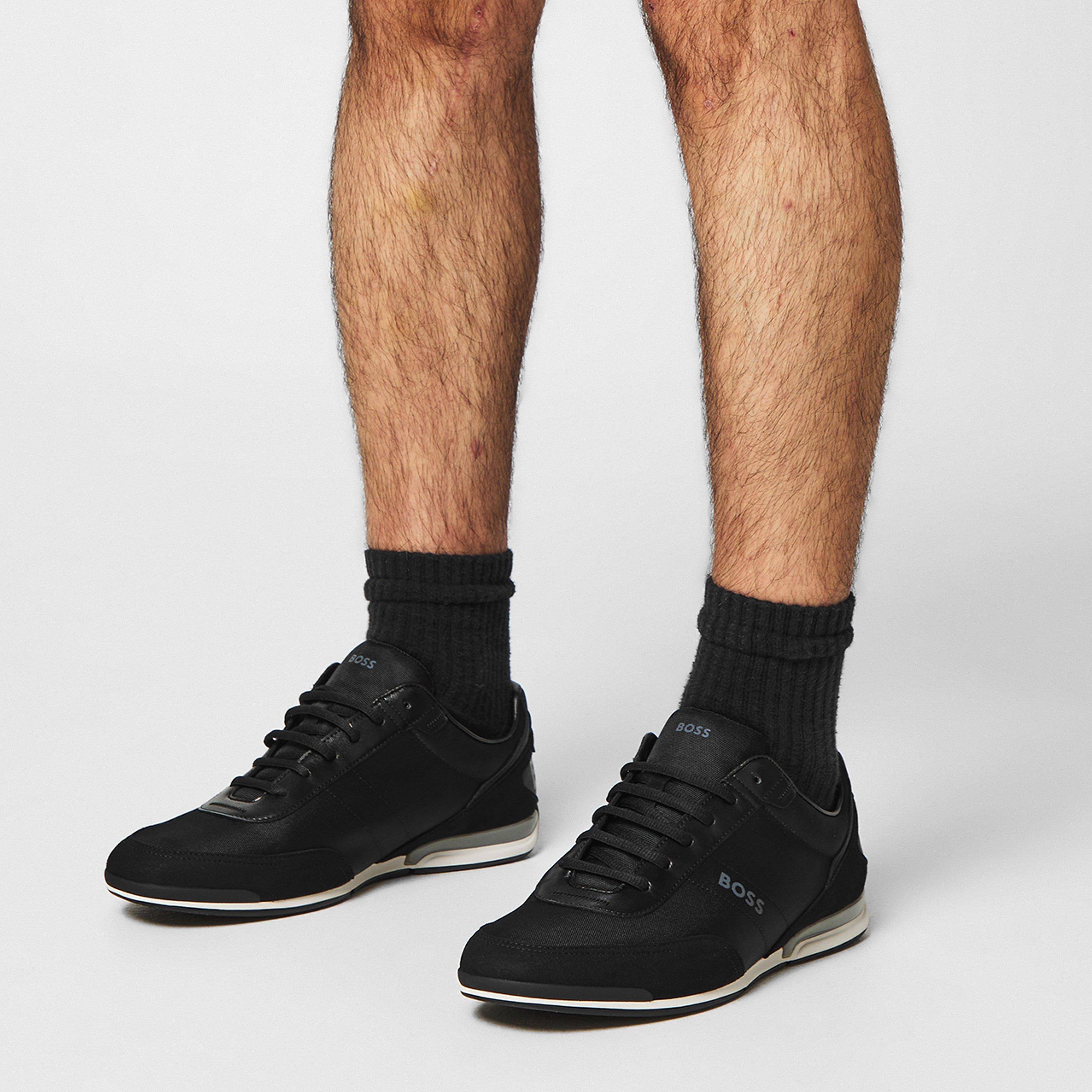 Black 001 - Boss - Saturn Low Top Trainers, Technical Mesh - 2