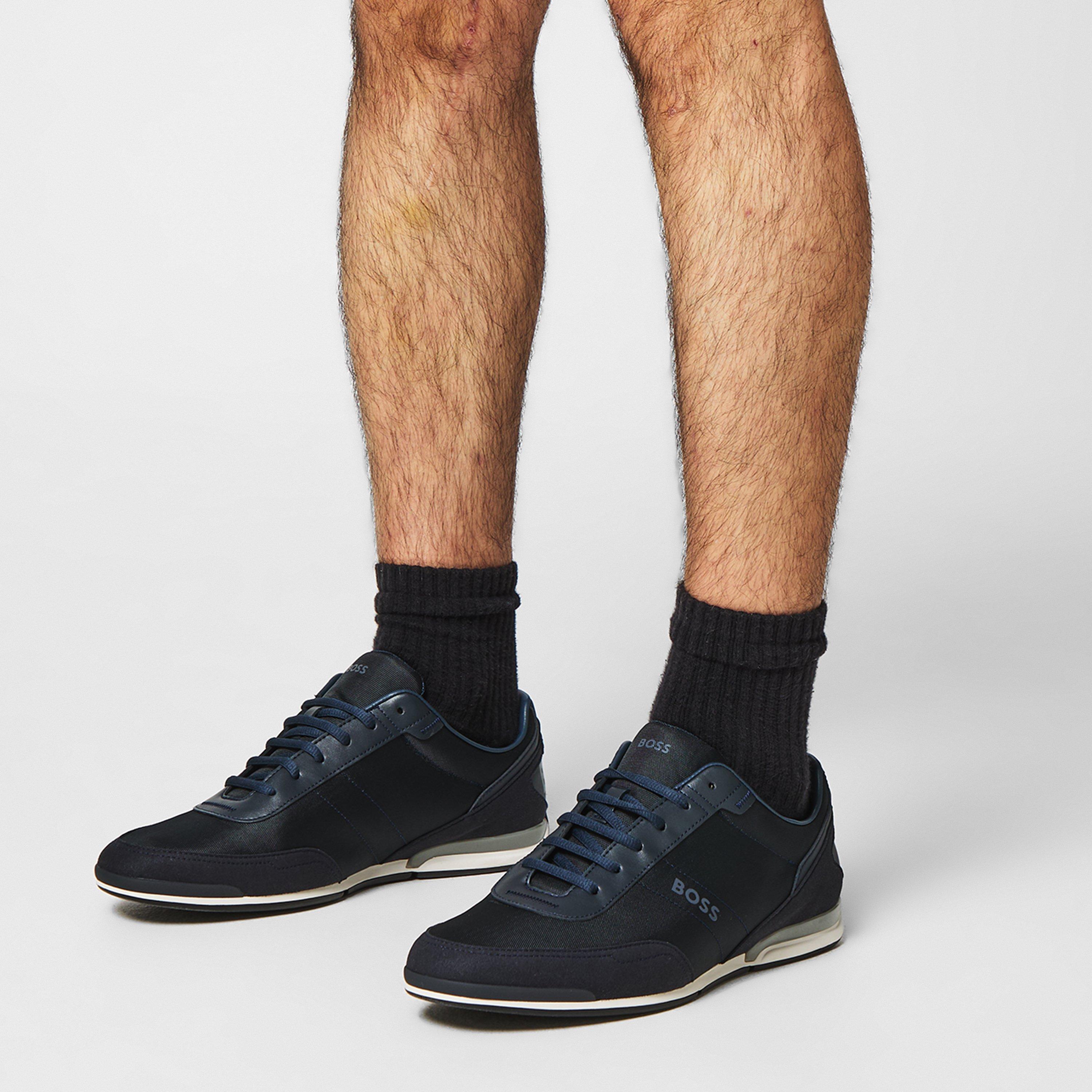 Navy 401 - Boss - Mens BOSS Saturn Low Top Everyday Trainers with Technical Mesh - 2