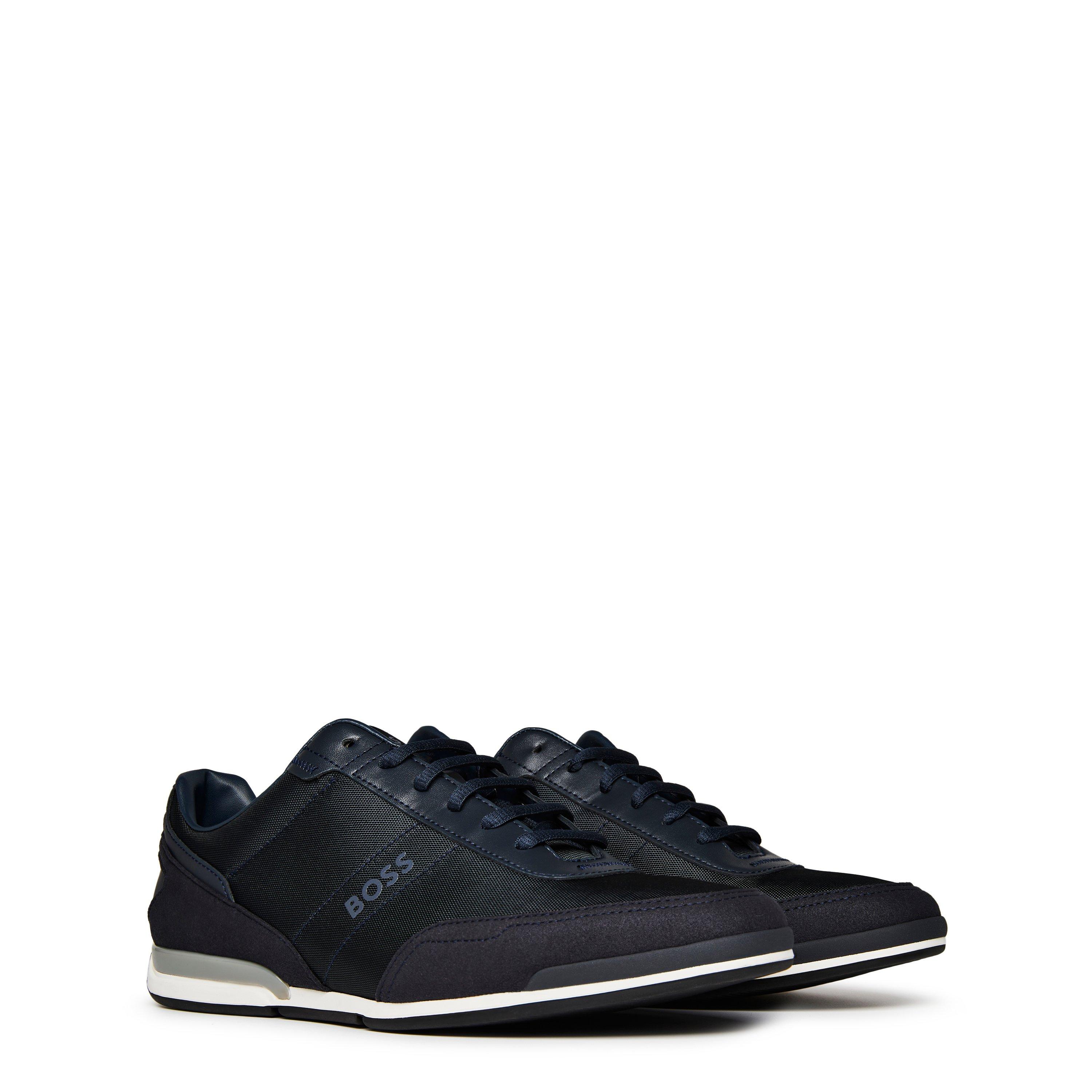 Navy 401 - Boss - Mens BOSS Saturn Low Top Everyday Trainers with Technical Mesh - 4