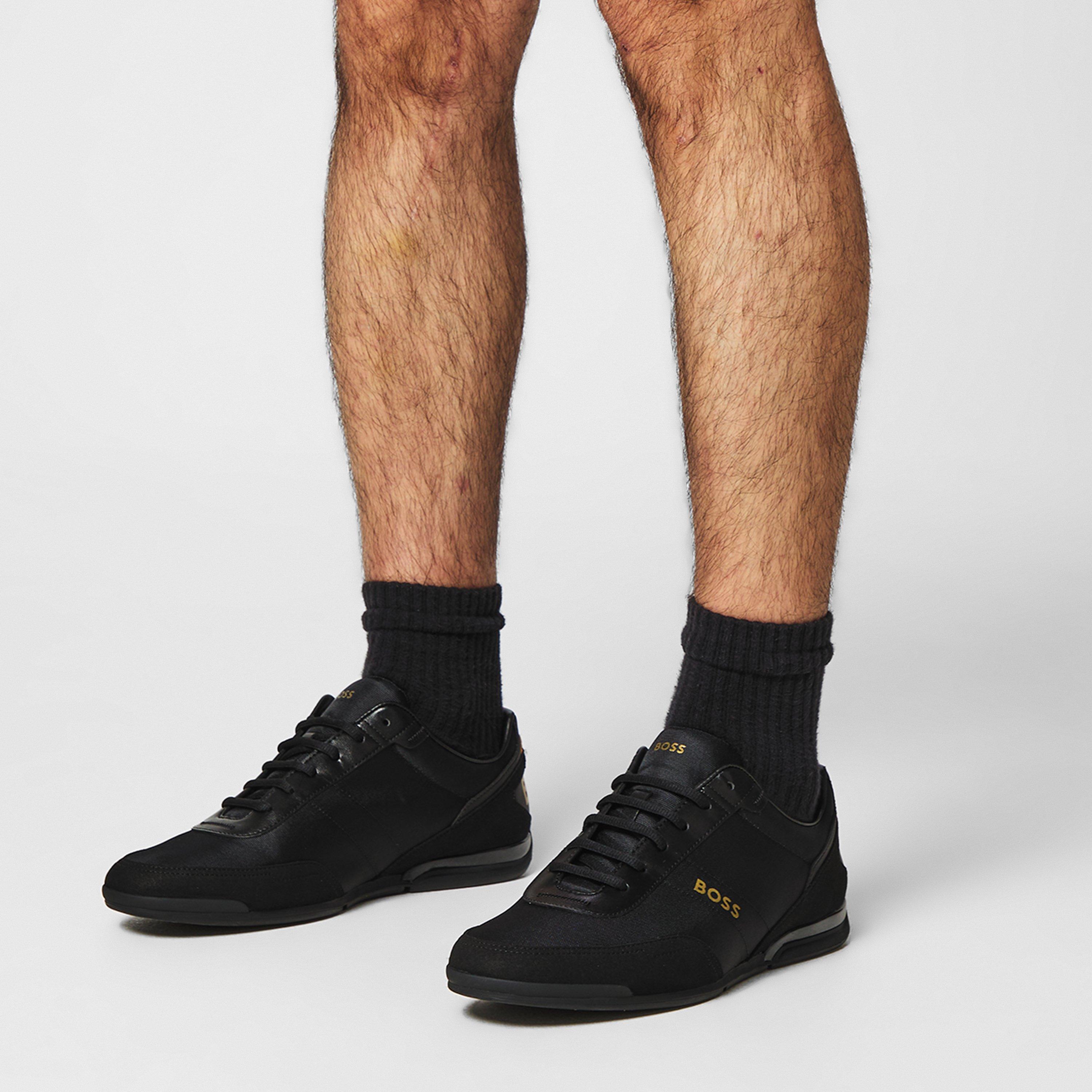 Black/Gold 007 - Boss - Mens BOSS Saturn Low Top Everyday Trainers with Technical Mesh - 2