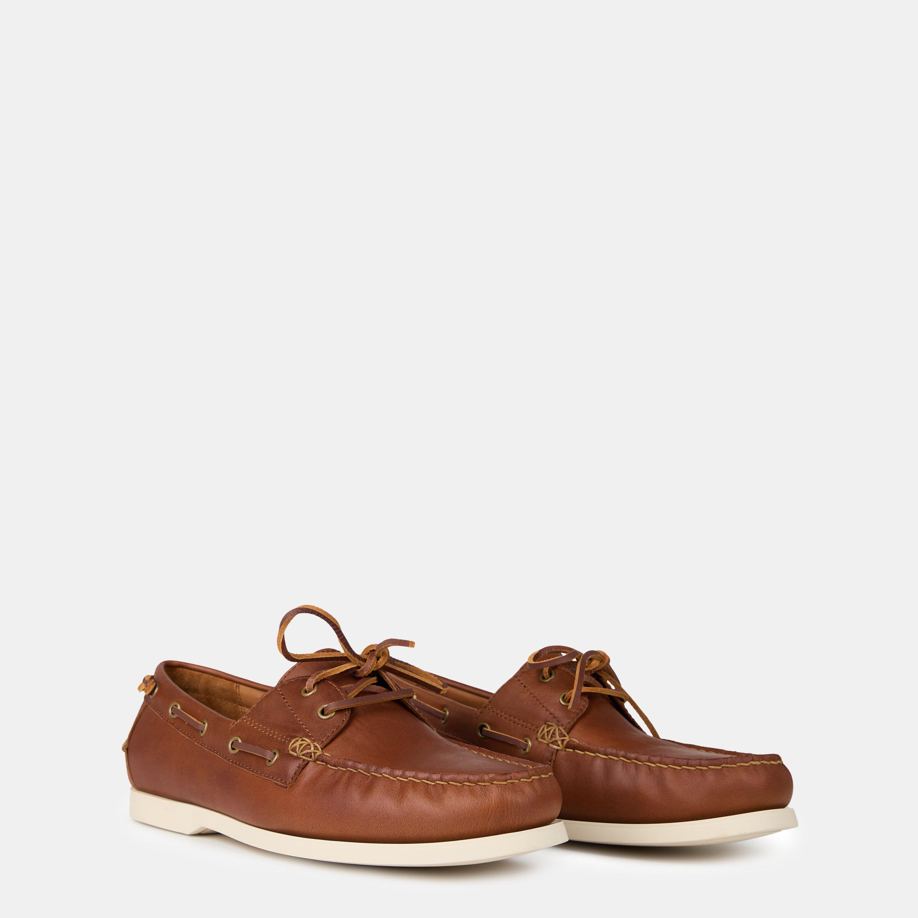 Tan - Polo Ralph Lauren - Merton Leather Boat Shoes - 5