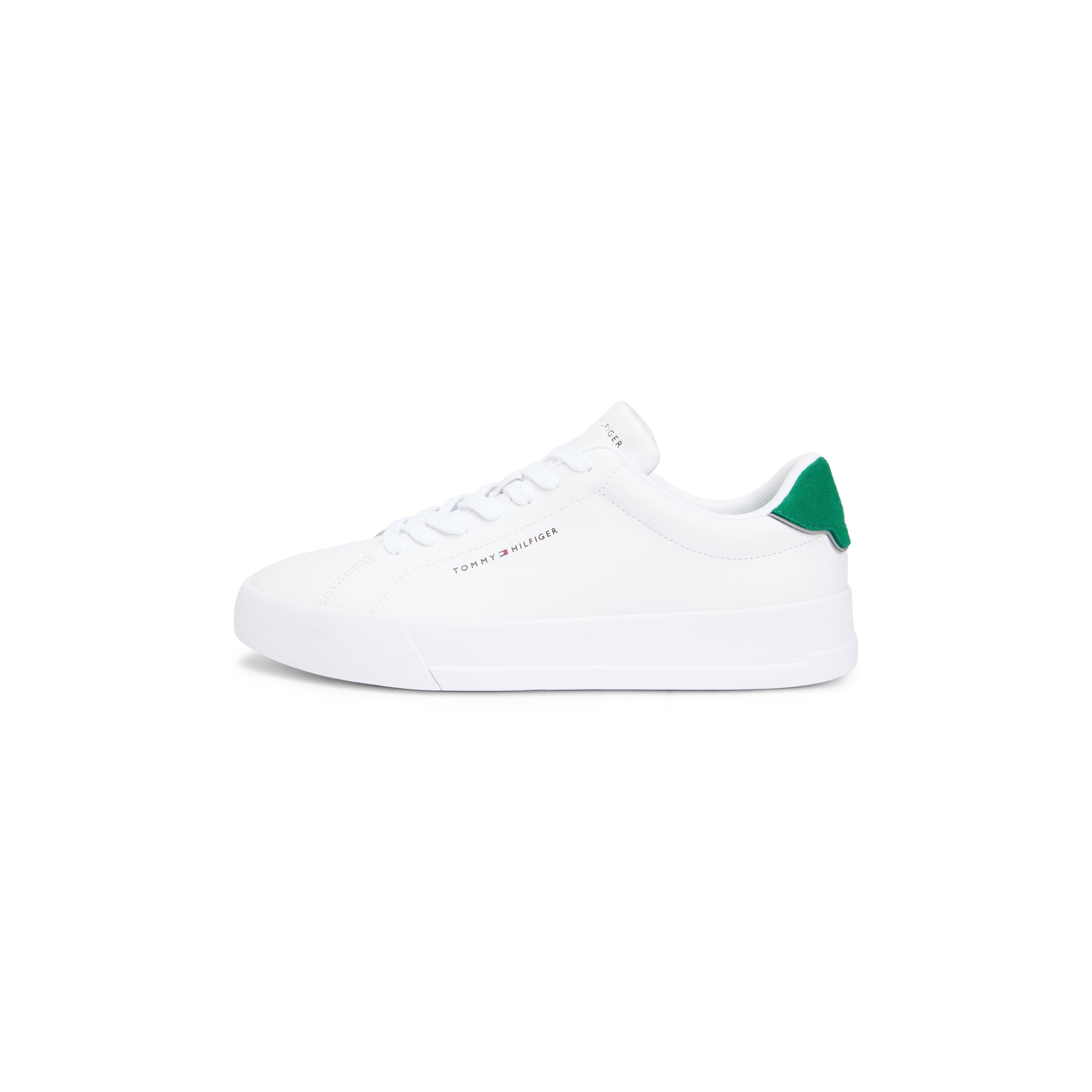 Tommy Hilfiger Men's Court Leather Low Top Trainers - White/Green - 9 (43)