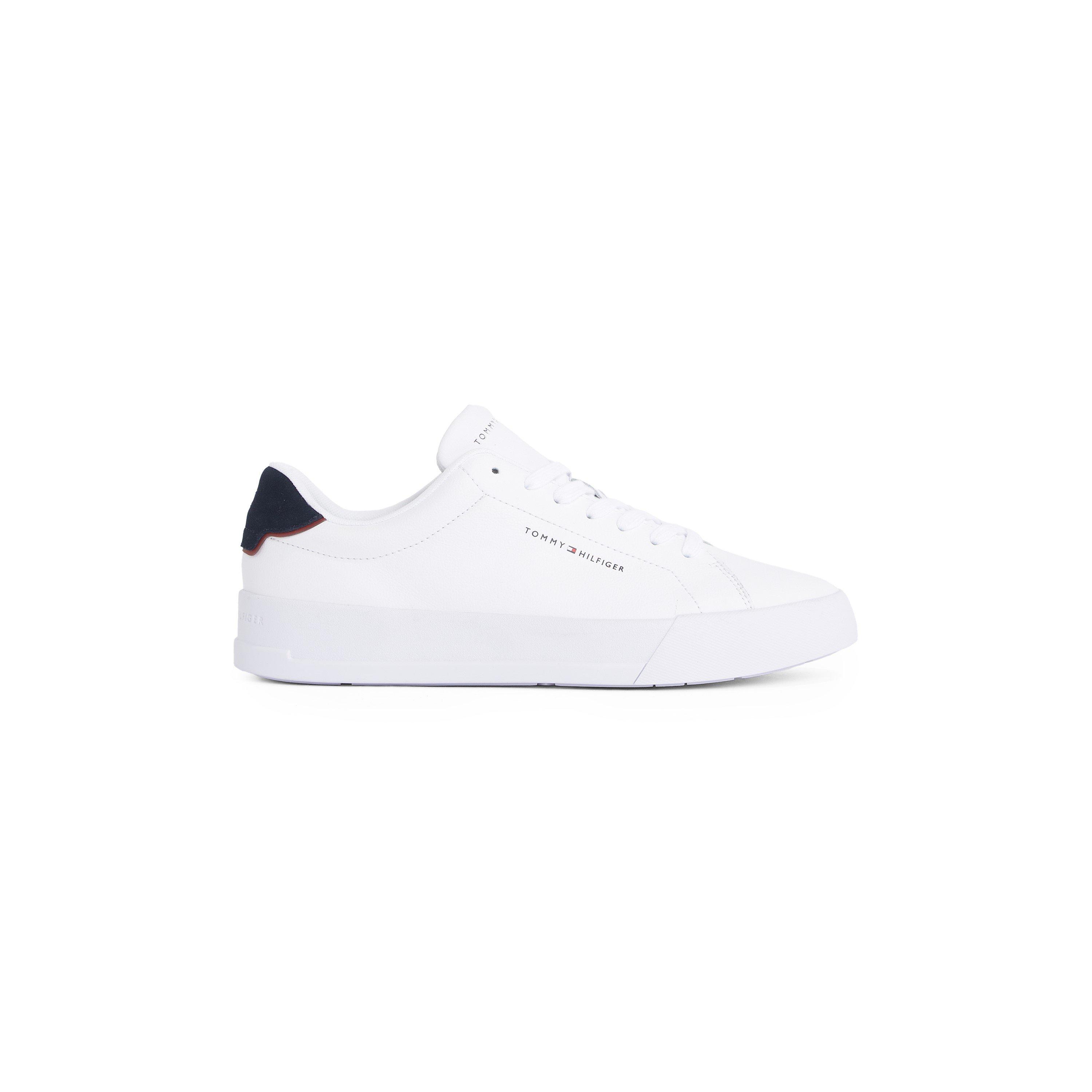Tommy Hilfiger Men's Court Leather Low Top Trainers - White/Navy - 10 (44)