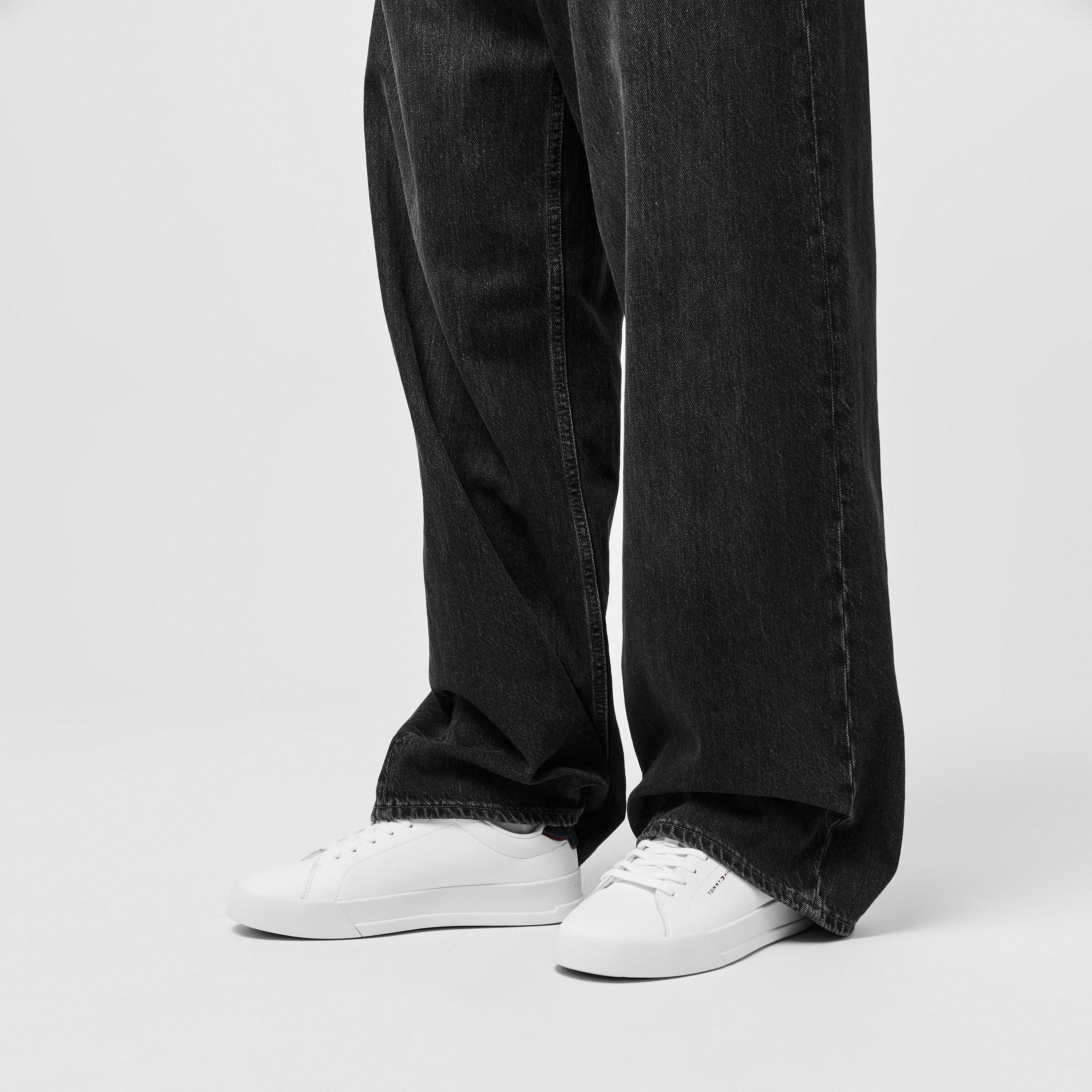 Weiß/Marineblau - Tommy Hilfiger - Court Leather Low Top Trainers - 3