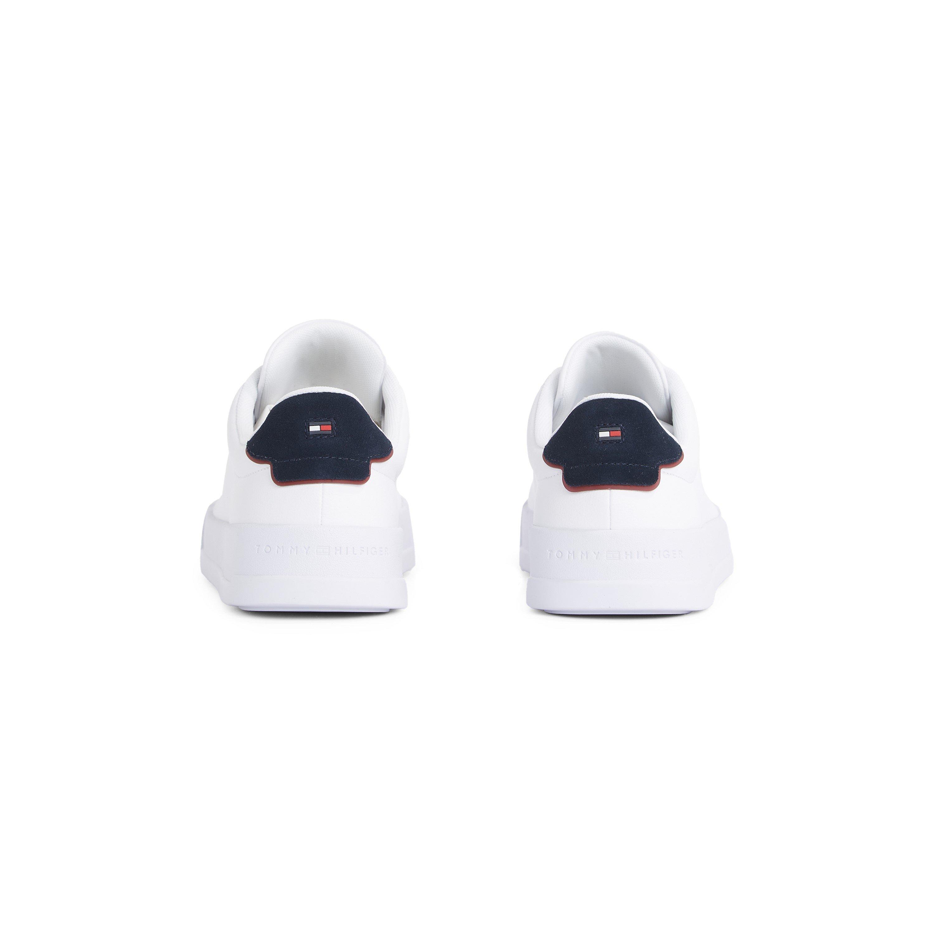 Weiß/Marineblau - Tommy Hilfiger - Court Leather Low Top Trainers - 4
