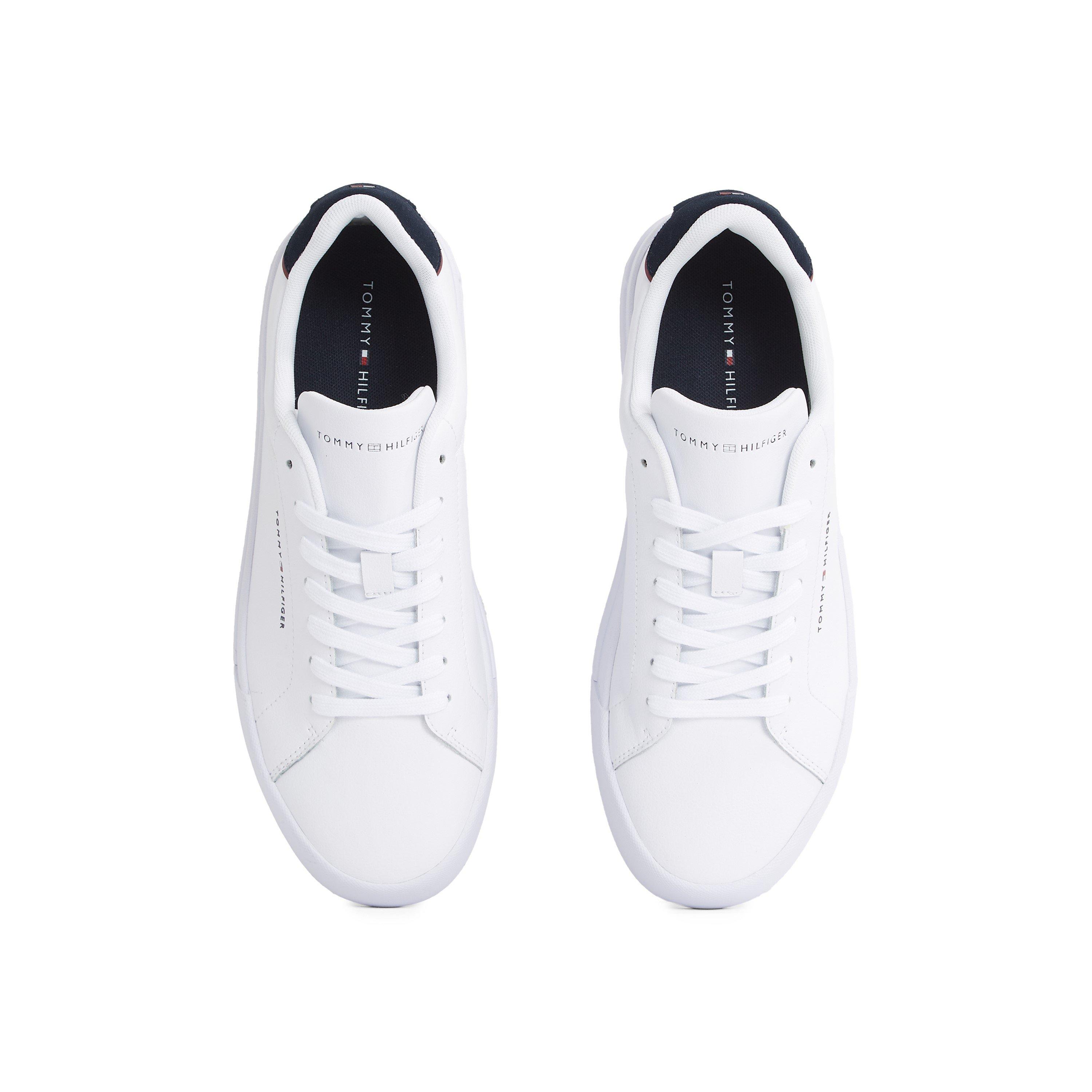 Weiß/Marineblau - Tommy Hilfiger - Court Leather Low Top Trainers - 5