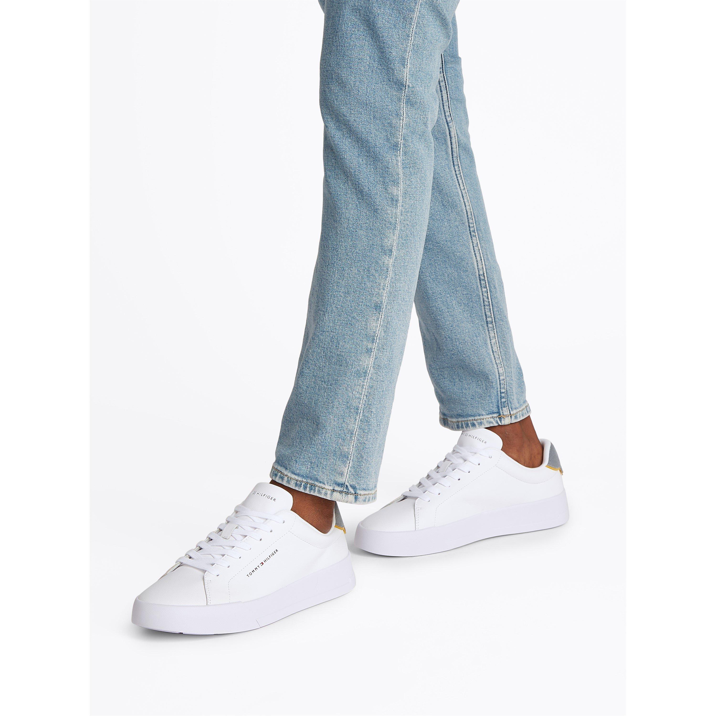 Tommy Hilfiger Men's Court Leather Low Top Trainers White Size 7 (41) - Image 2