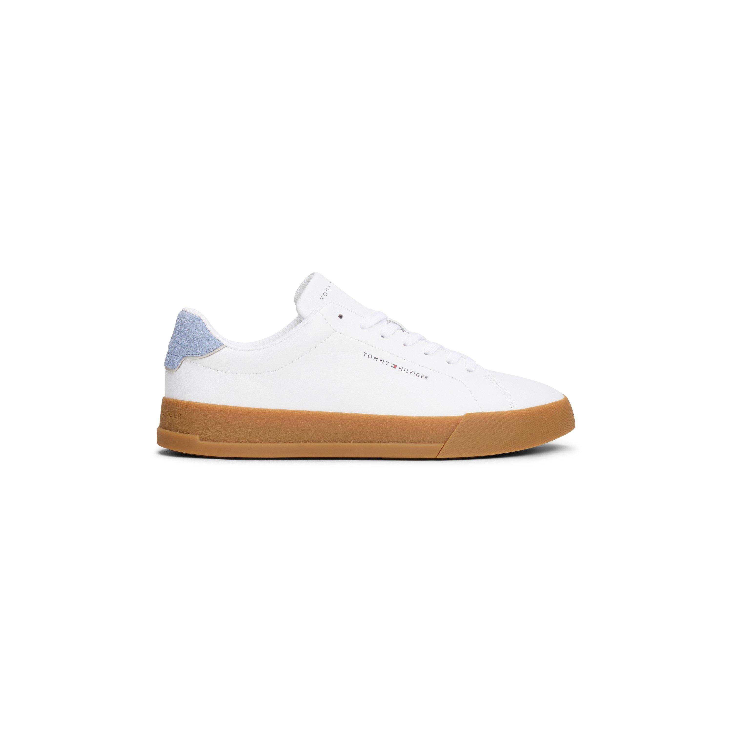 Tommy Hilfiger Court Leather Low Top Trainers - White/Briskblue - Size 11 (46)