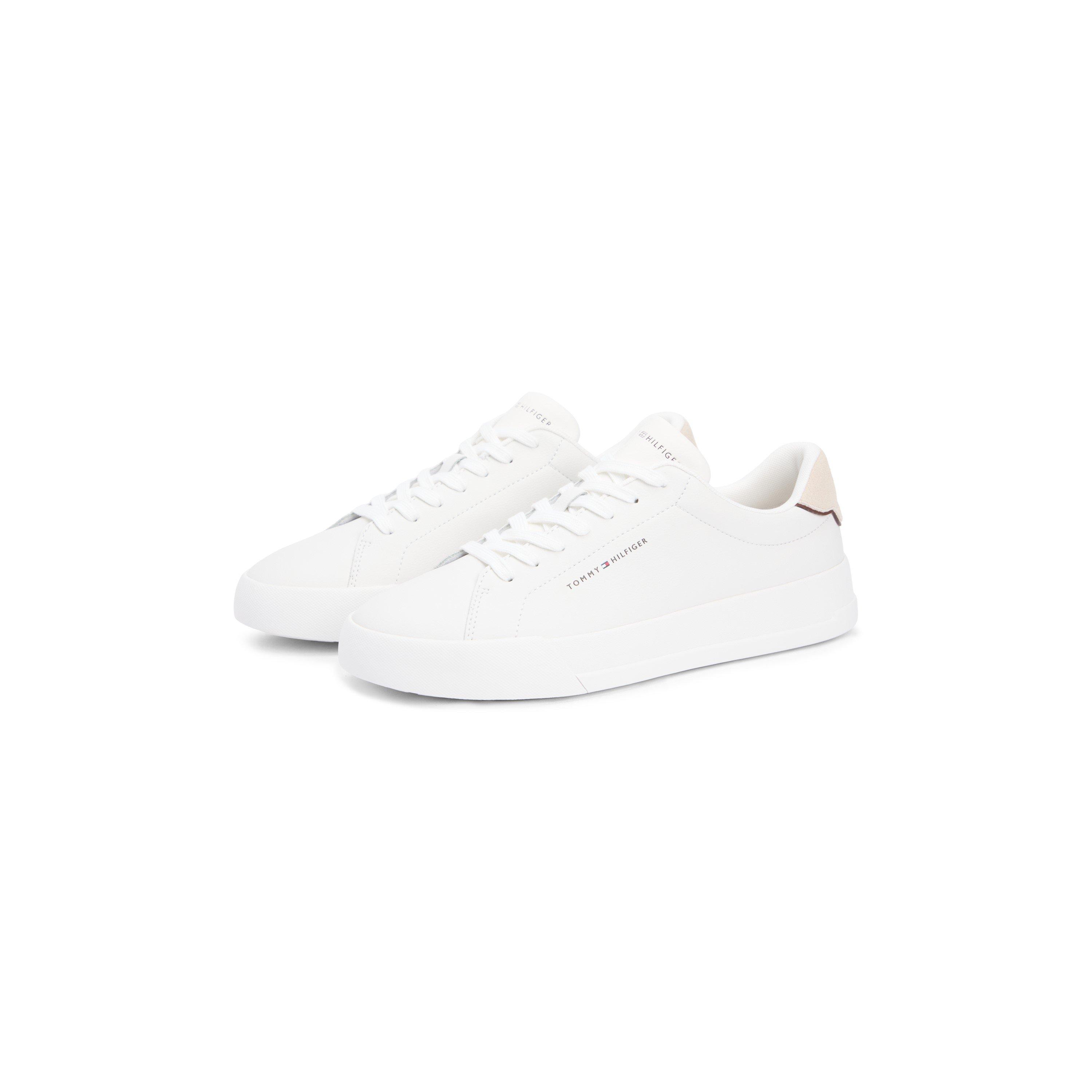 Ecru/Beige - Tommy Hilfiger - Court Leather Low Top Trainers - 2