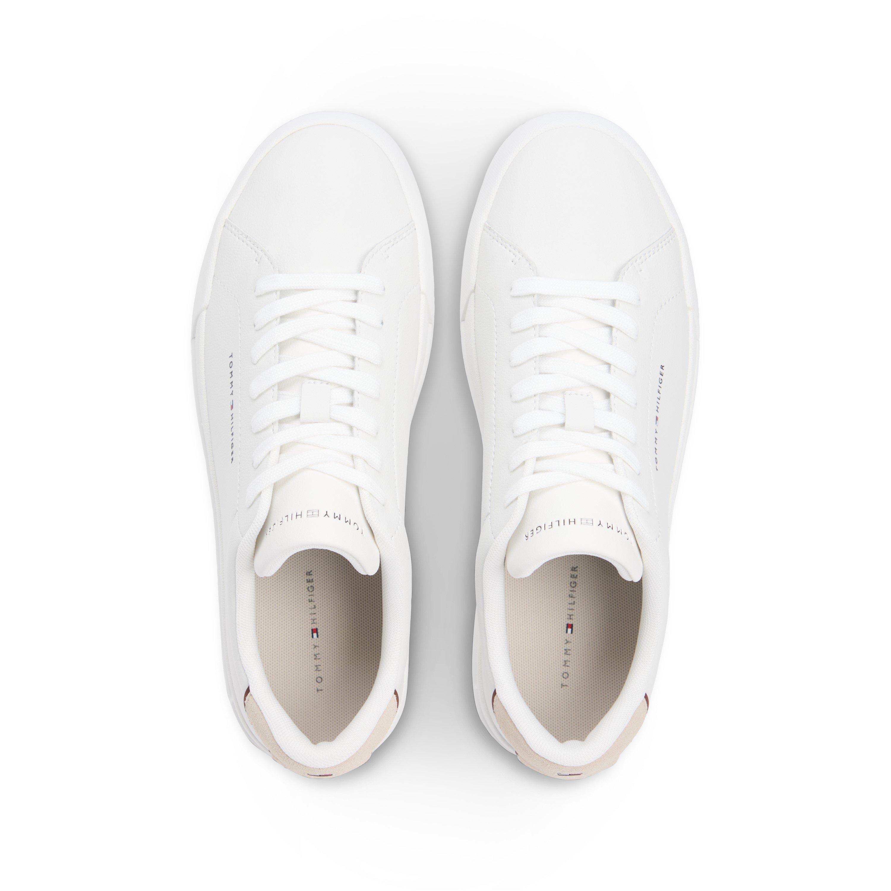 Ecru/Beige - Tommy Hilfiger - Court Leather Low Top Trainers - 3