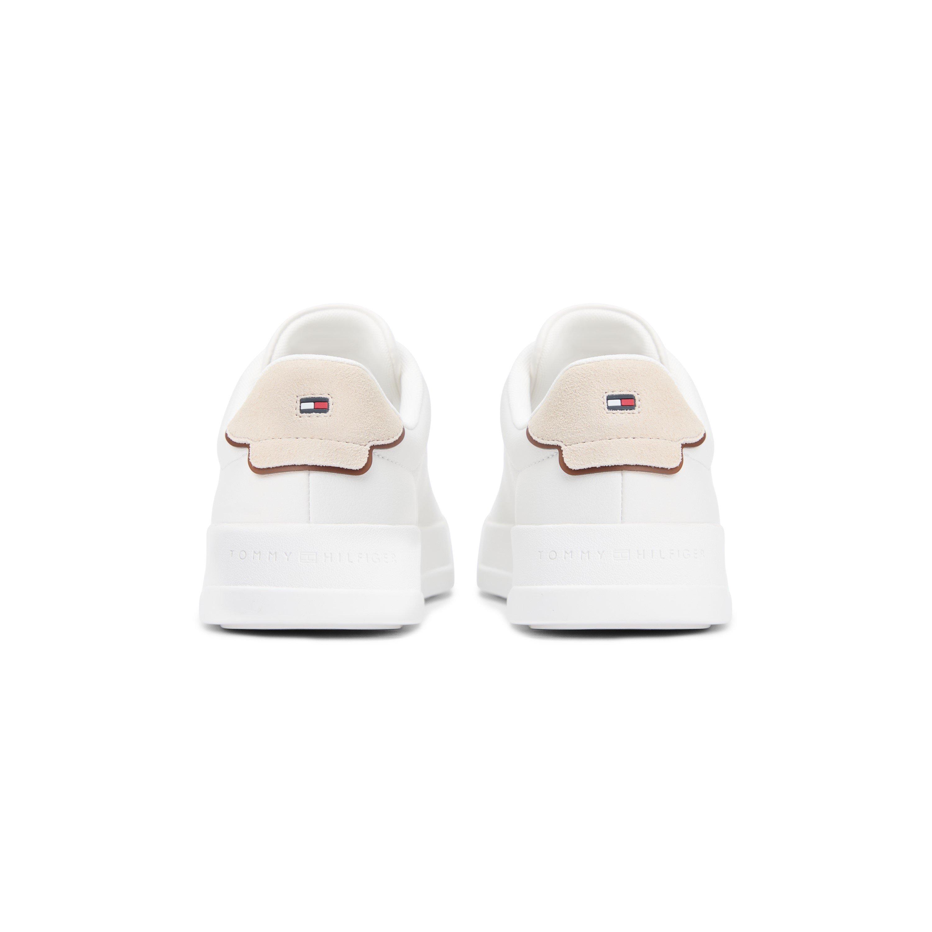 Ecru/Beige - Tommy Hilfiger - Court Leather Low Top Trainers - 4