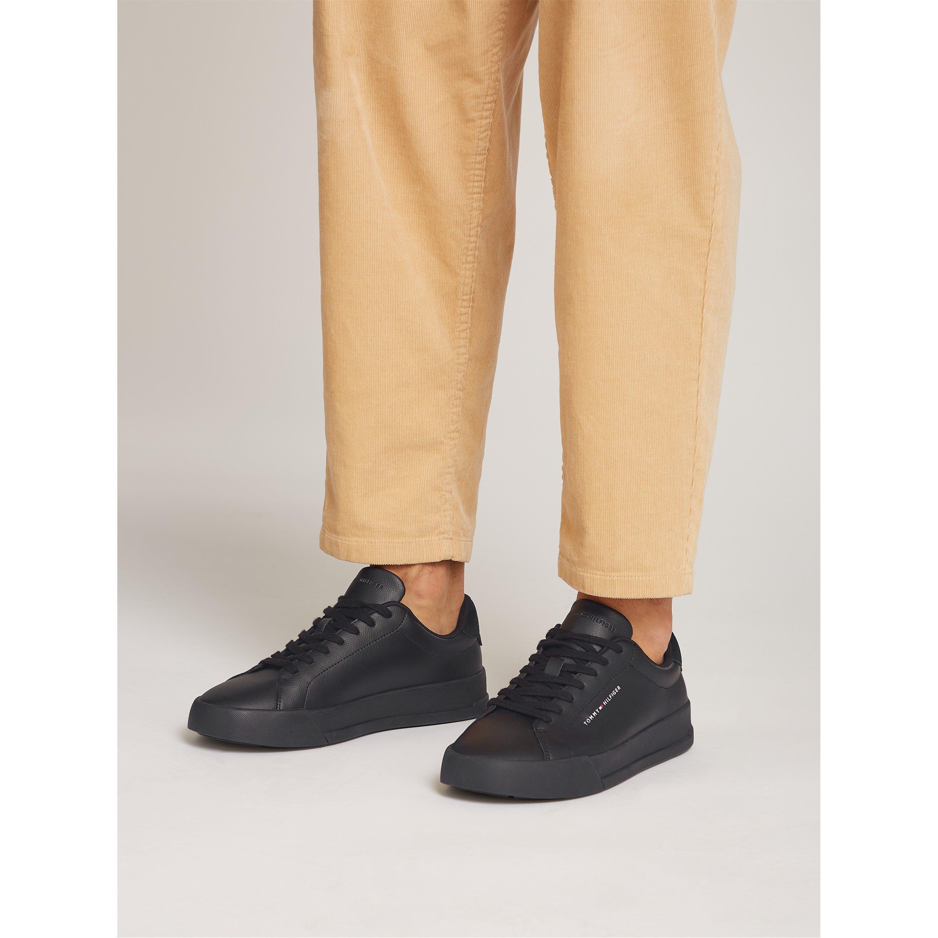 Black/Black - Tommy Hilfiger - Court Leather Low Top Trainers - 2