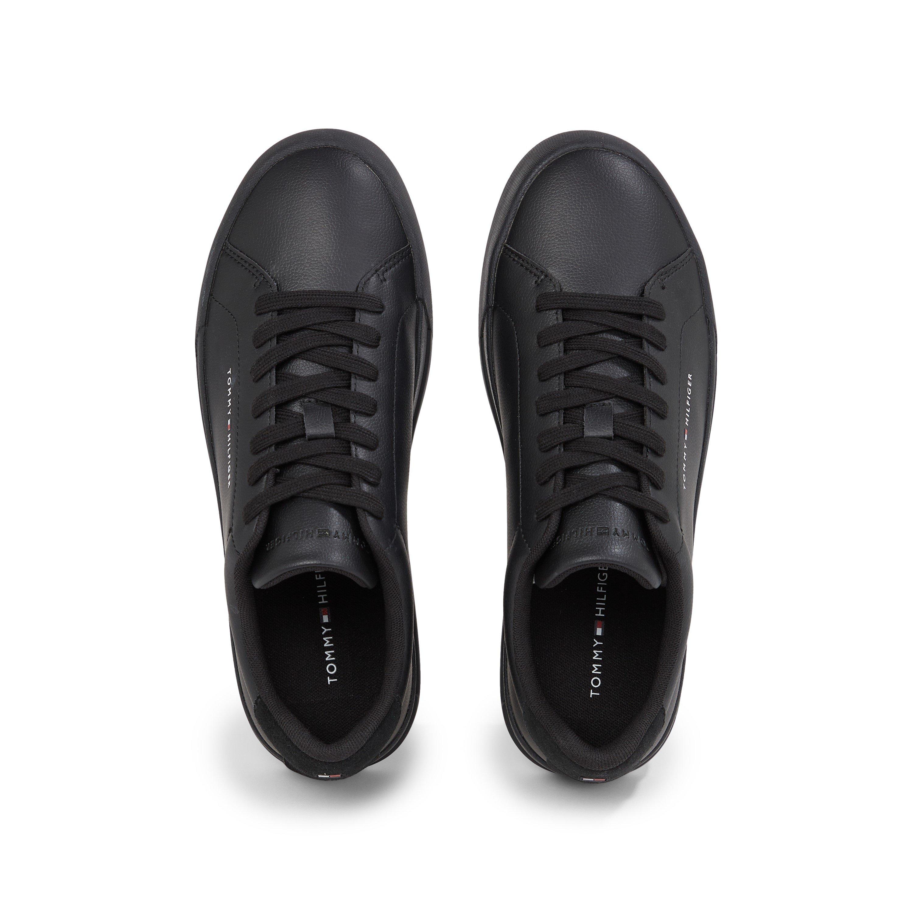 Black/Black - Tommy Hilfiger - Court Leather Low Top Trainers - 3