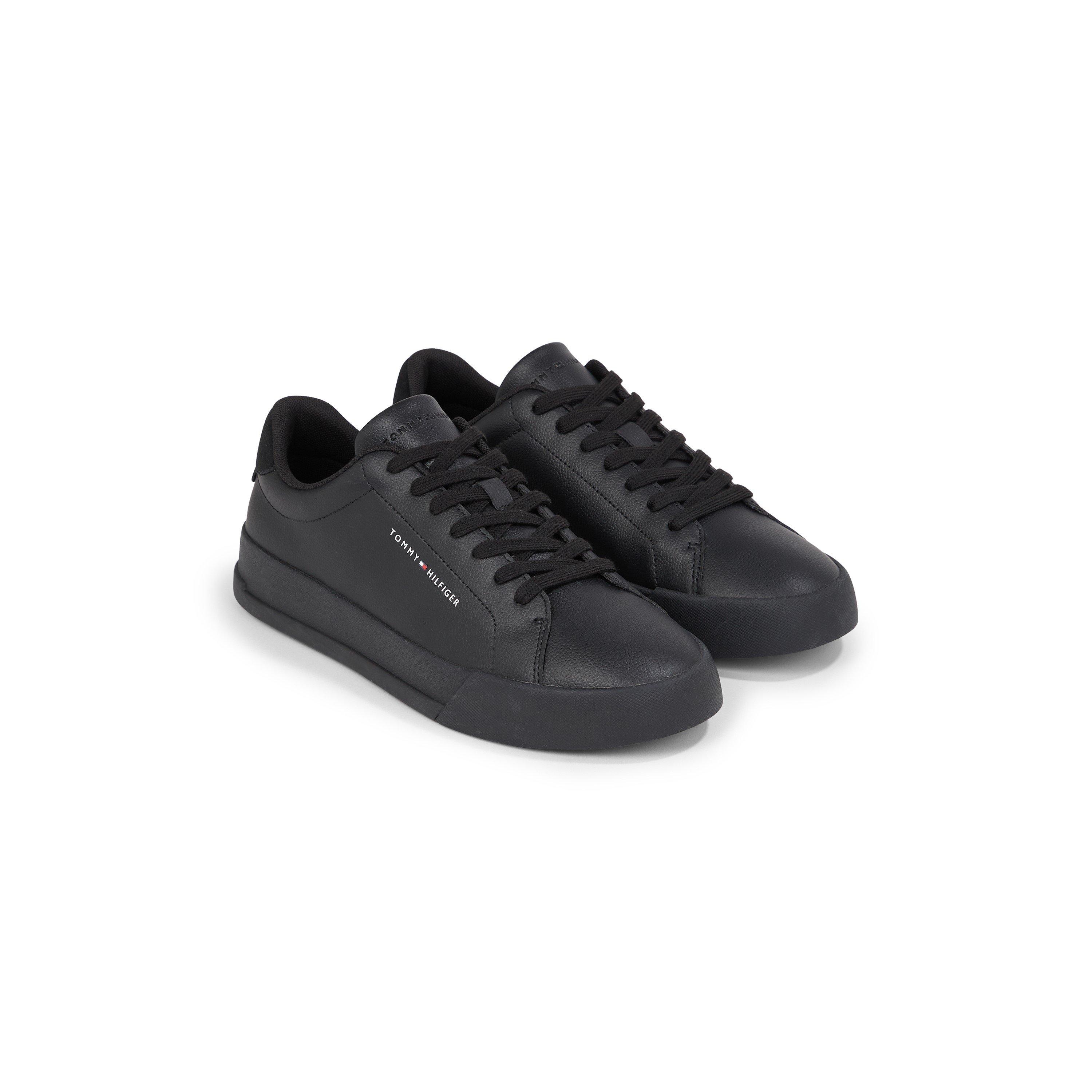 Black/Black - Tommy Hilfiger - Court Leather Low Top Trainers - 4