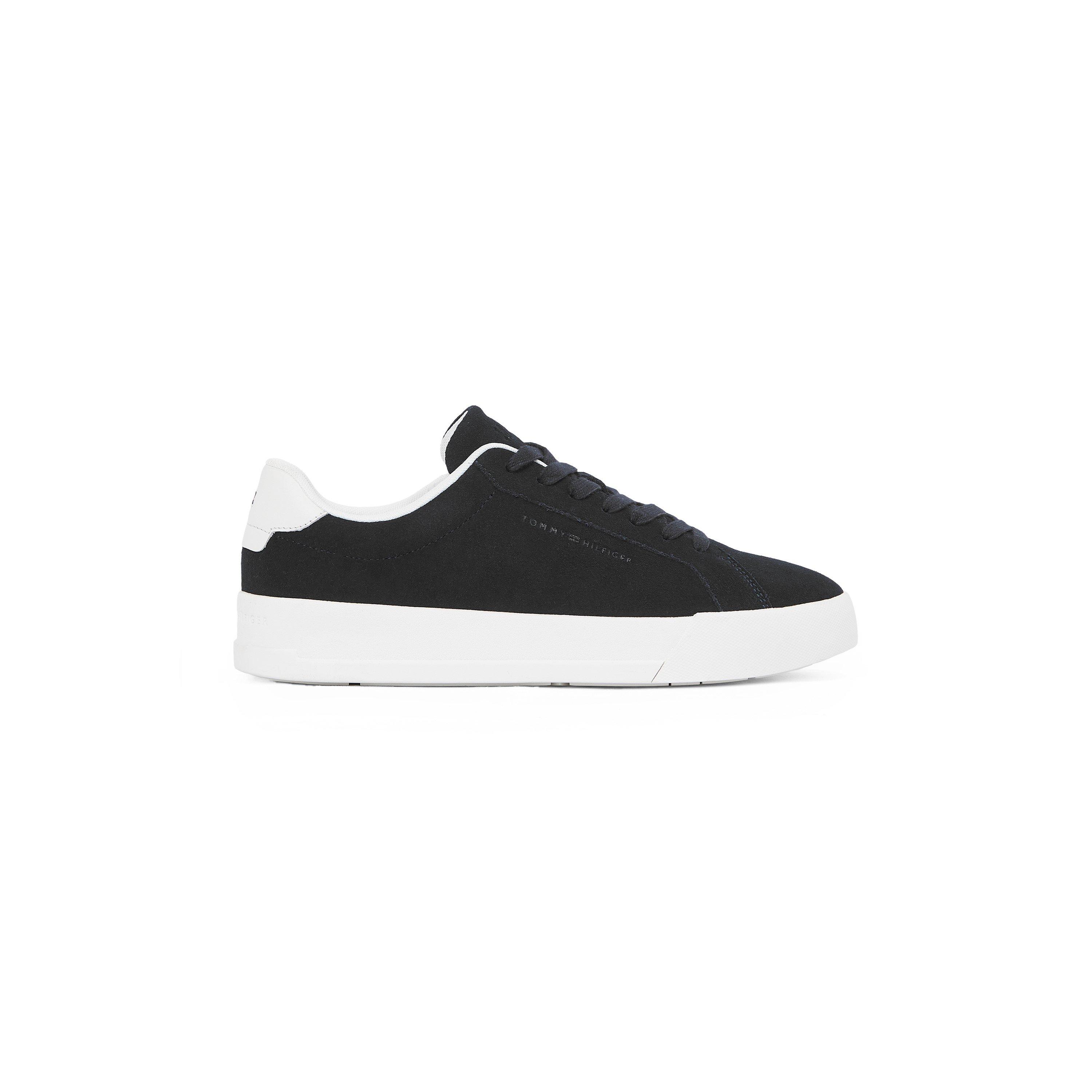 Tommy Hilfiger Court Leather Low Top Trainers - Black/White - Size 10 (44)