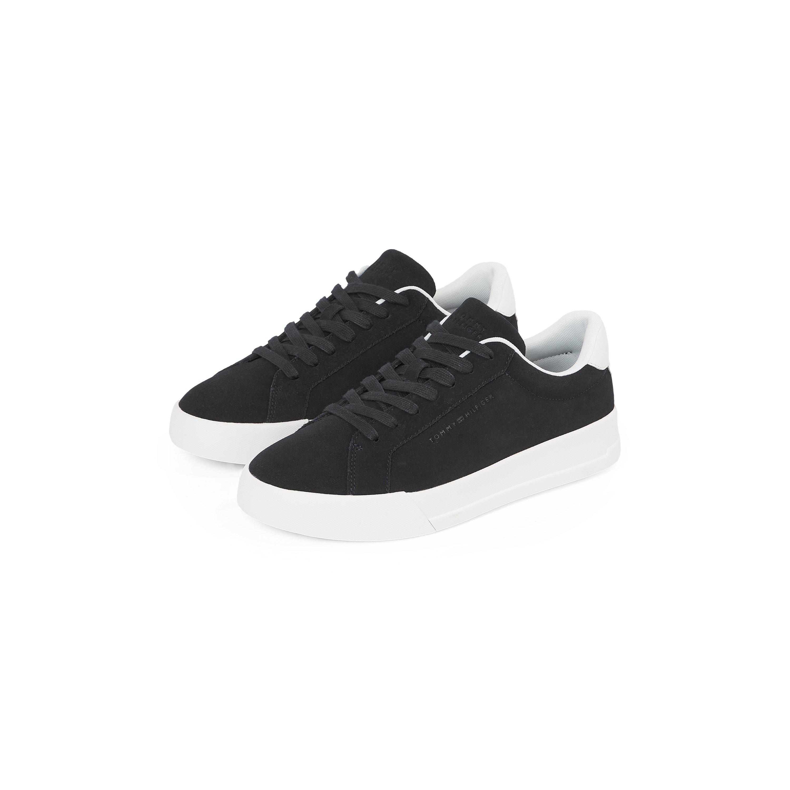 Black/White - Tommy Hilfiger - Court Leather Low Top Trainers - 4