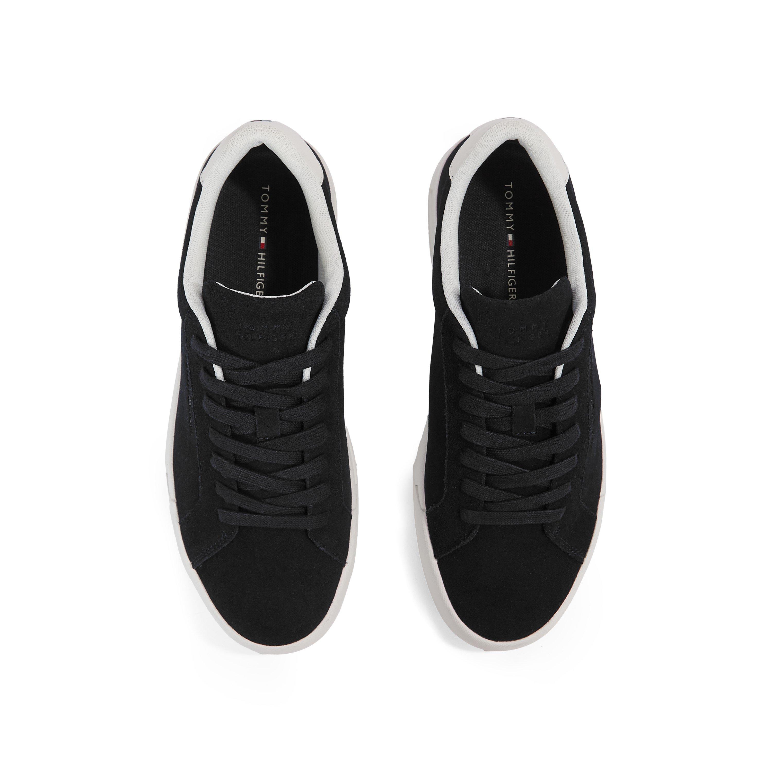 Black/White - Tommy Hilfiger - Court Leather Low Top Trainers - 5